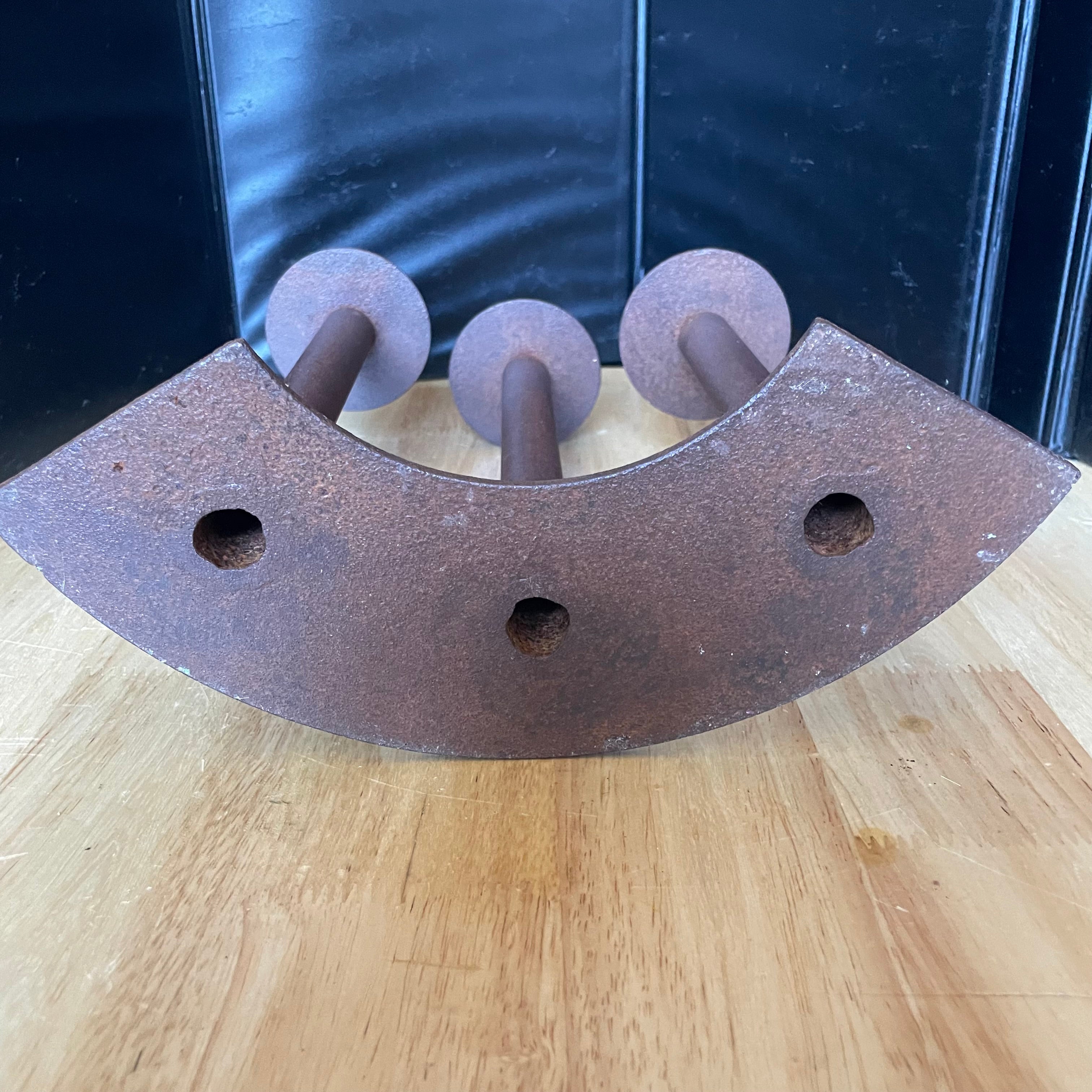 Set of 3 Vintage Brutalist Interchangeable Metal Candlestick Holders