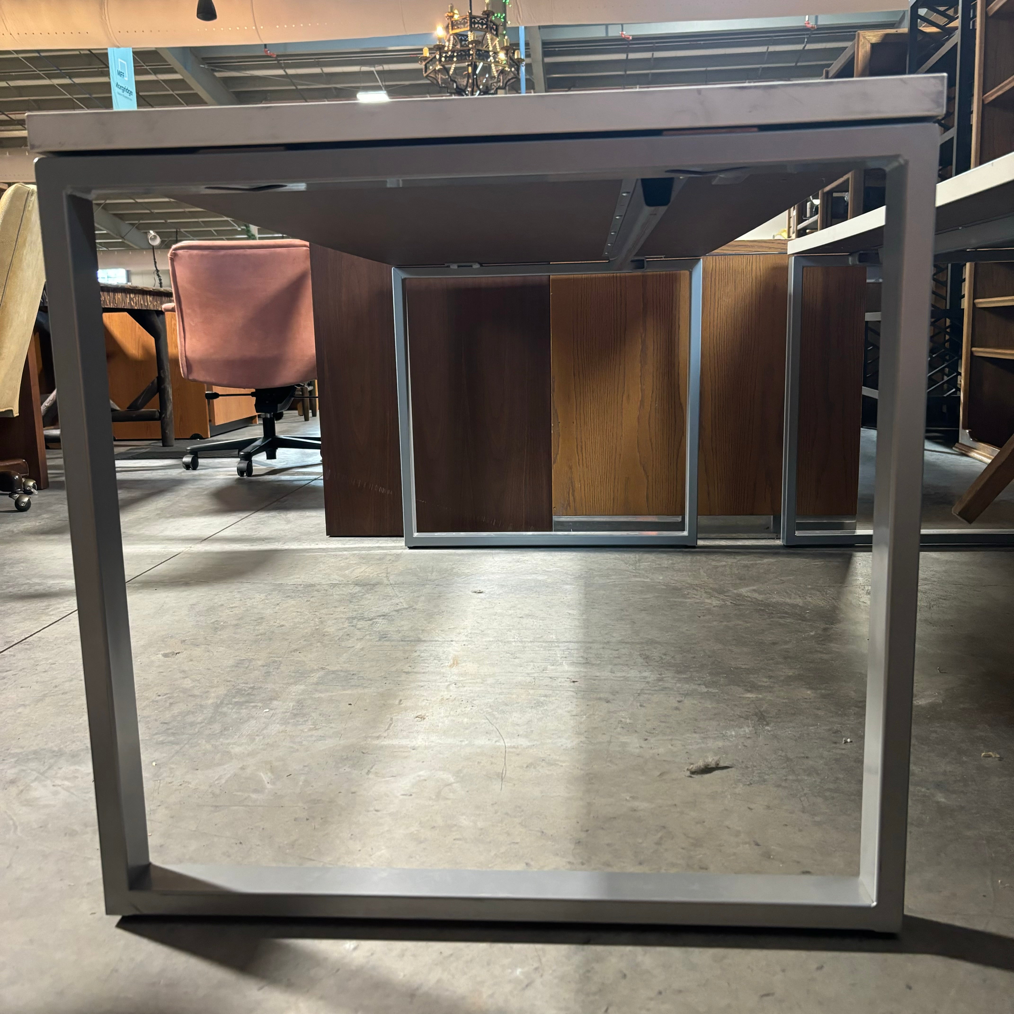 Herman Miller White Laminate Top with Steel Square Base Desk 66"x 29"x 29"