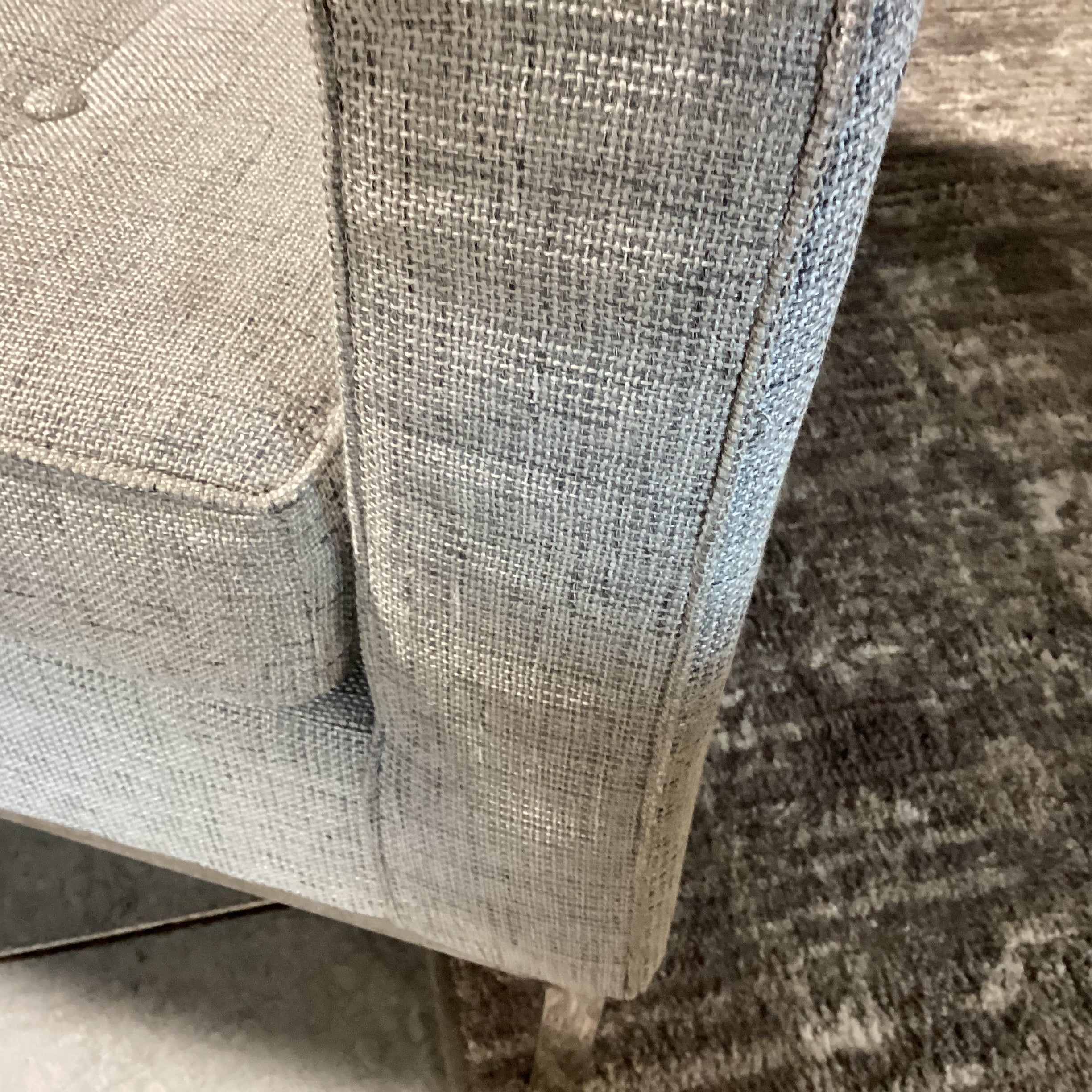 Modern Heathered Grey Woven Button Tufted & Chrome Chair 31"x 19"x 28.5"