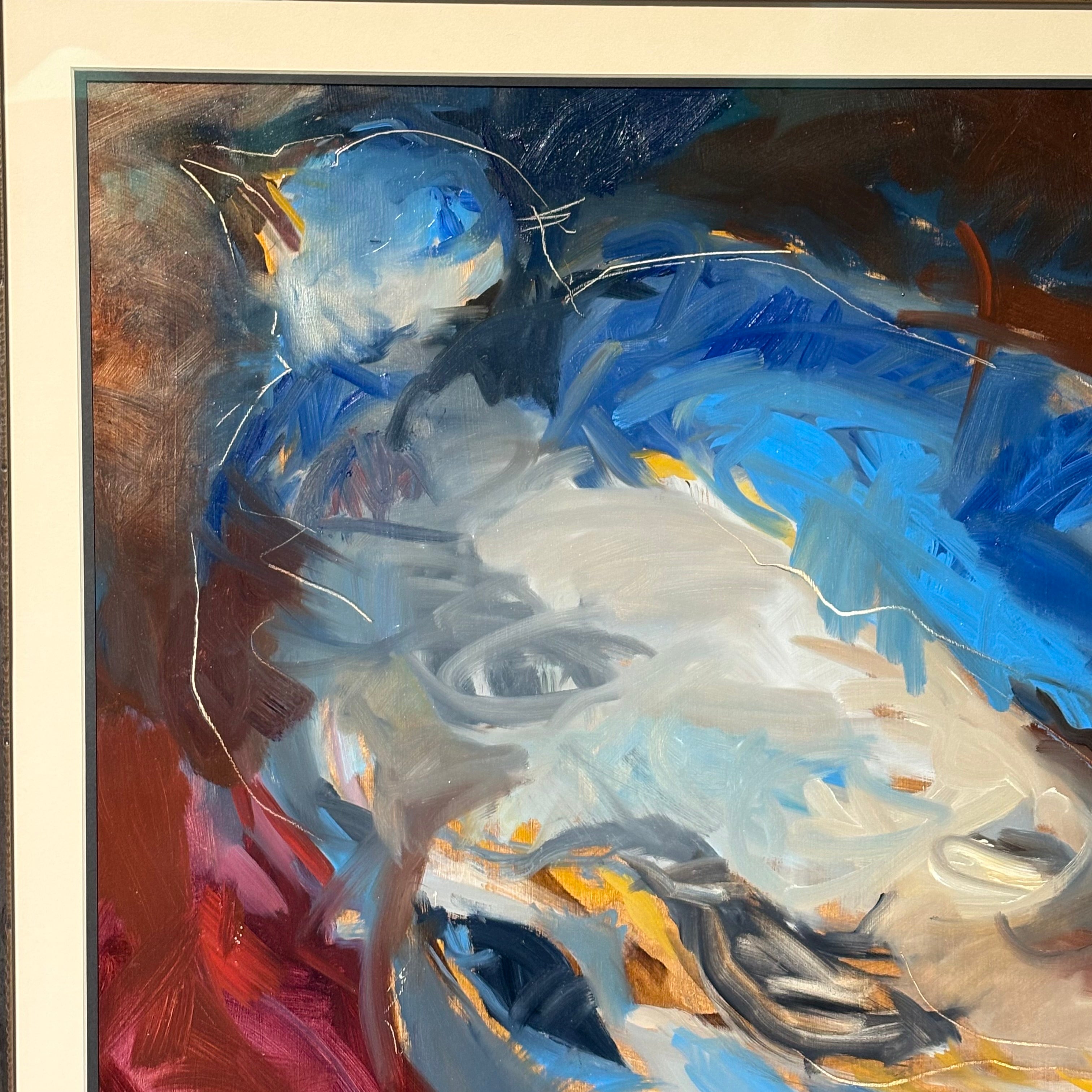 D. Shuanum Abstract Bird Oil on Canvas Board Framed Wall Decor 39.5” x 31.5”