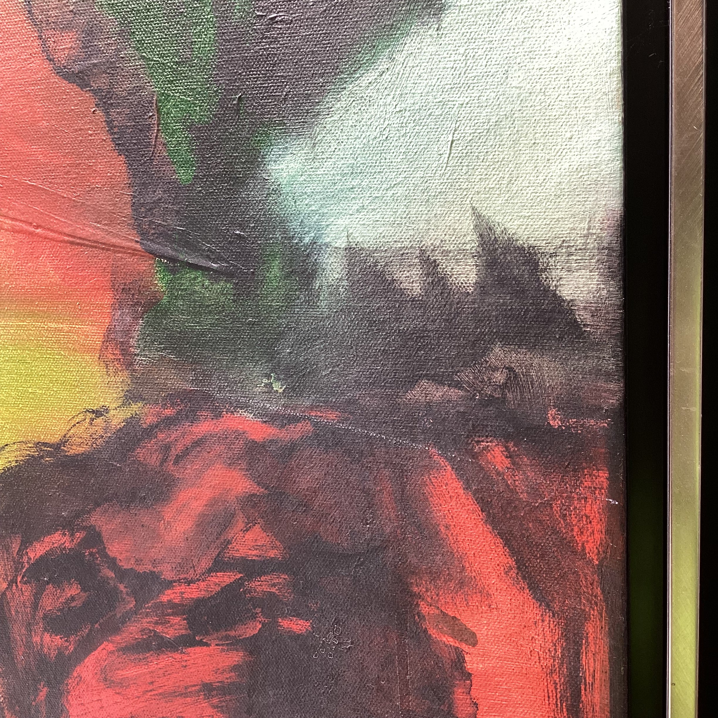 Lia Galletti Signed Original Abstract Painting In Silver Frame 41.5" x 31"