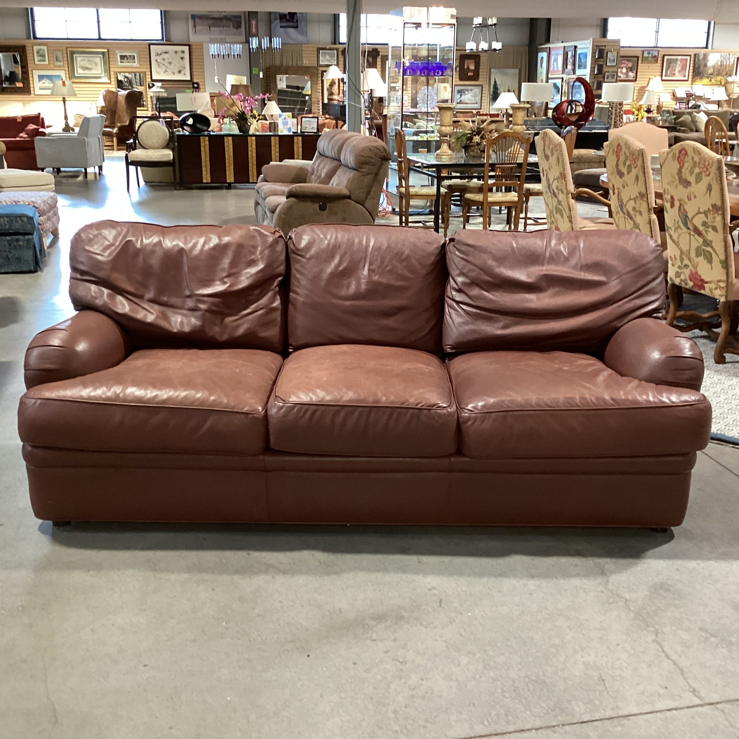 Hancock & Moore Brown Leather Down Mix Sofa 89"x 39"x 35"