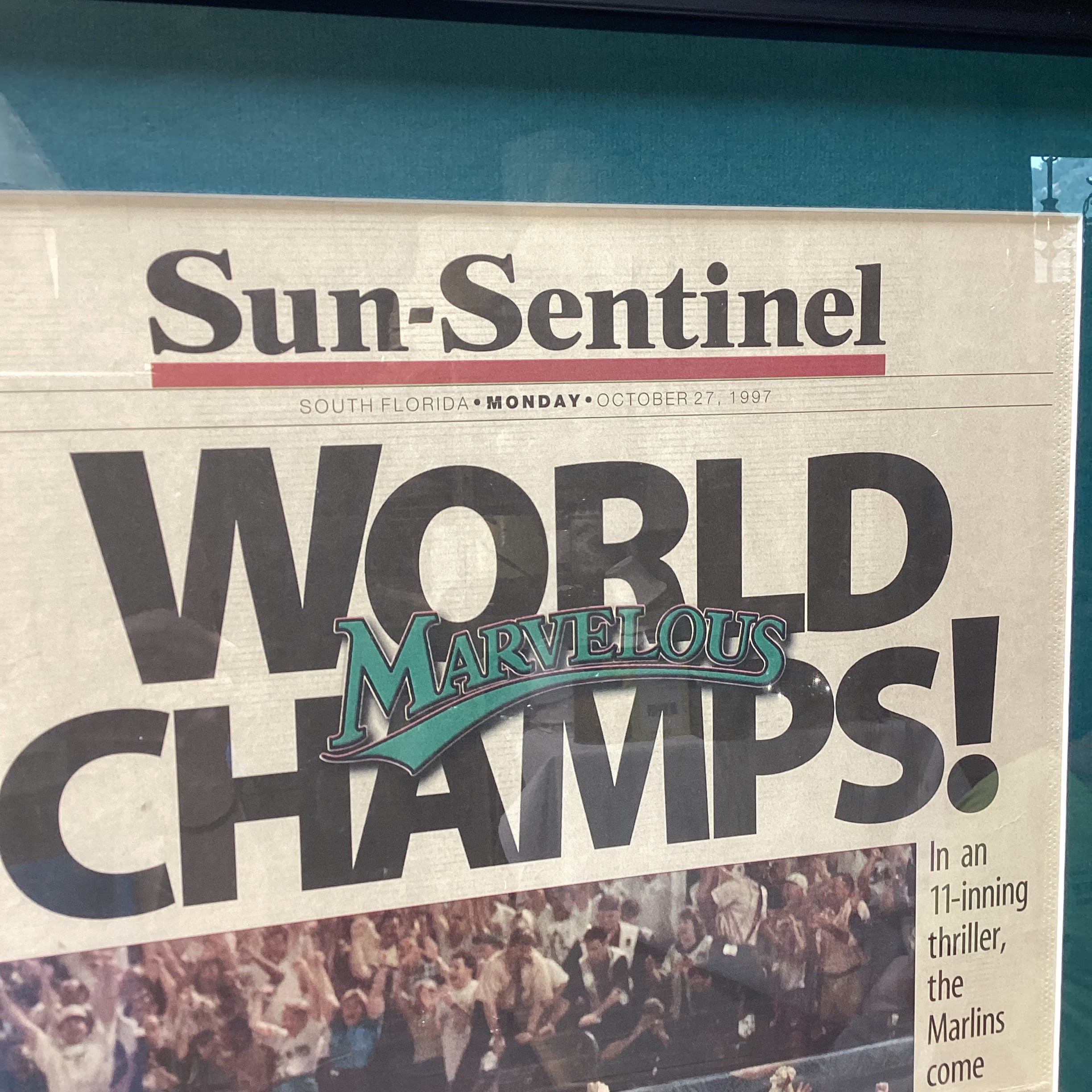 Vintage Sun-Sentinel 1997 Florida Marlins World Series Championship 18.5" x 26"