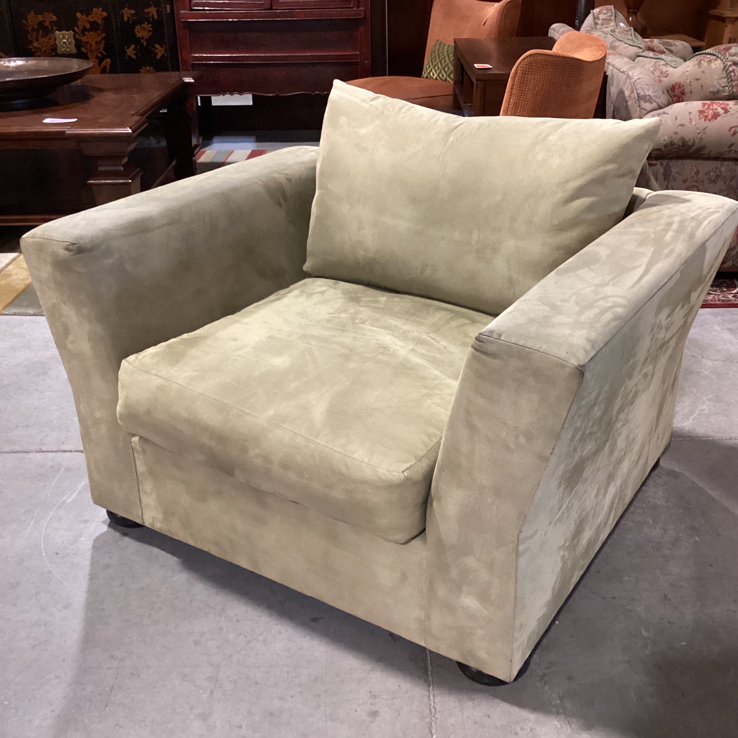 Light Sage Ultra Suede Oversized Chair 46"x 37"x 27"