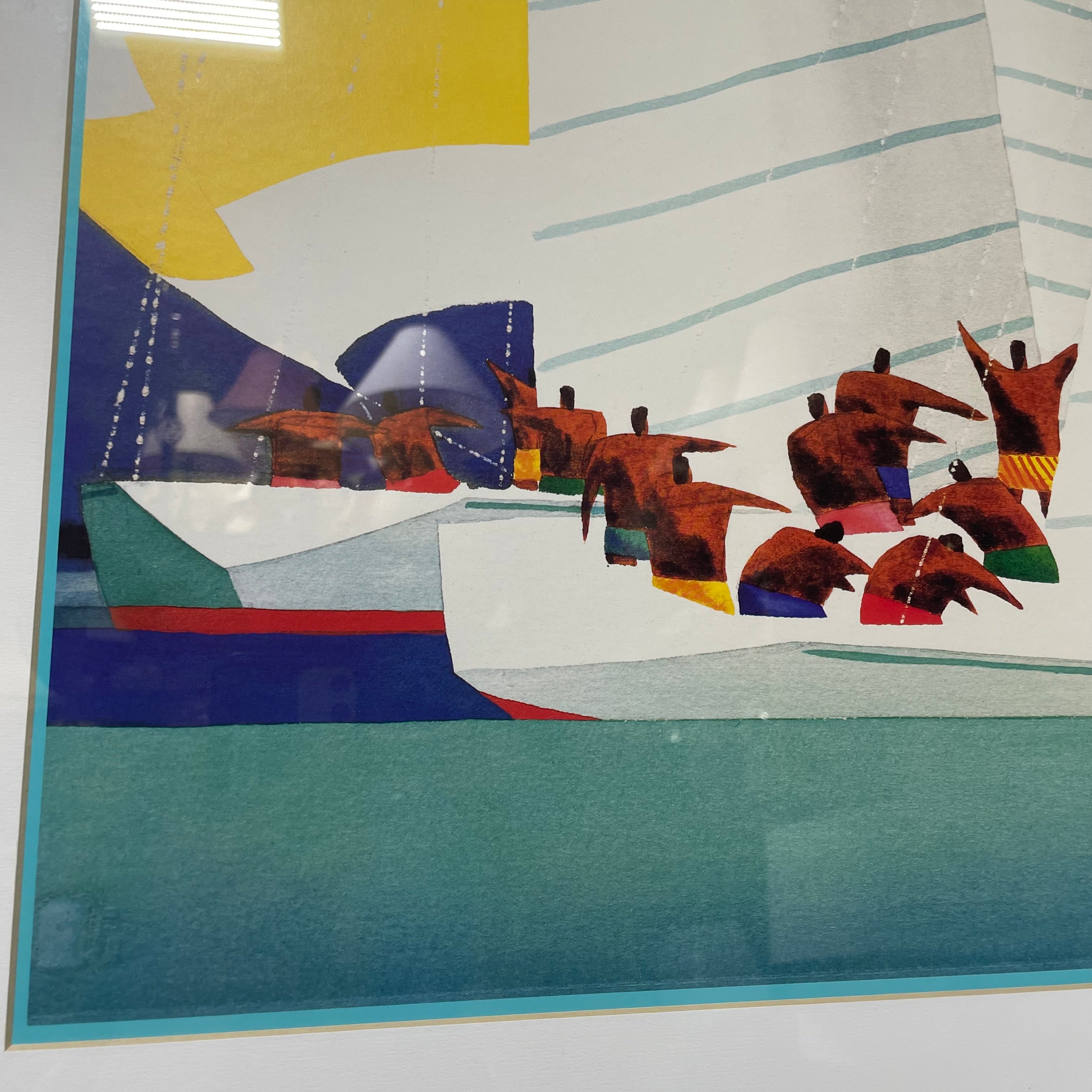 Ian Tremewen "Spinnaker Sky" Print In Light Wood Frame 37" x 30"