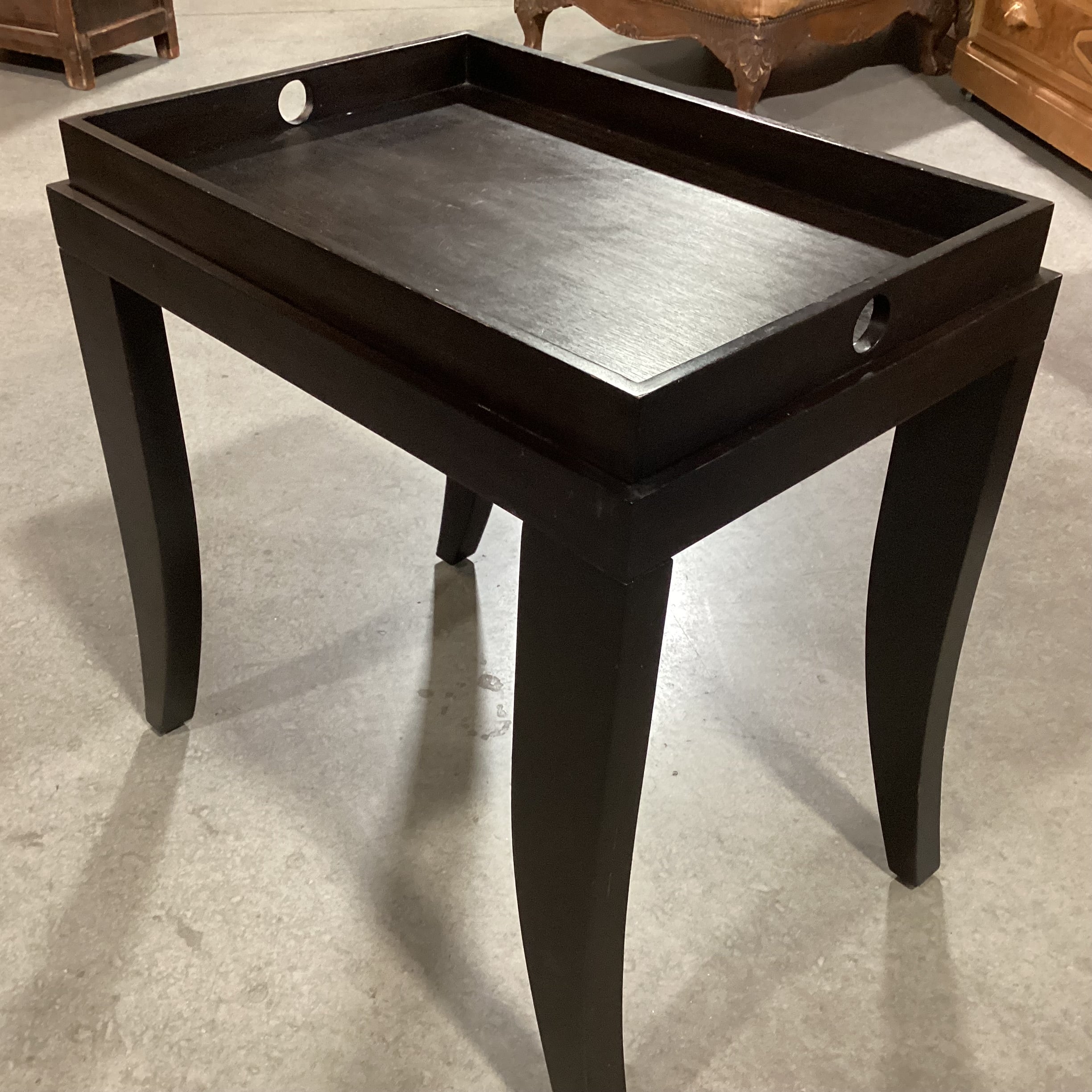 Dark Finish Wood Tray Top End Table 24"x 17"x 24.5"