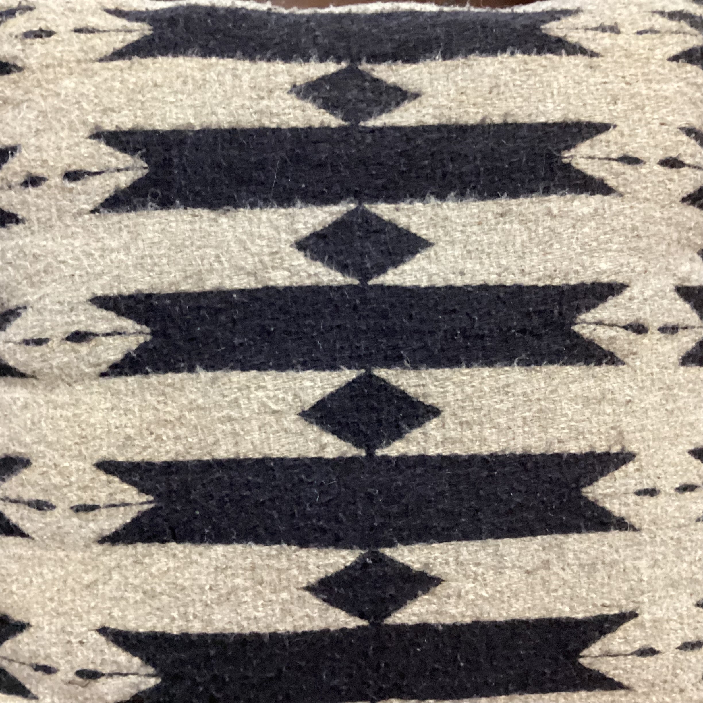 Native American Black & Tan Hand Woven Wool Accent Pillow 20"x 20"