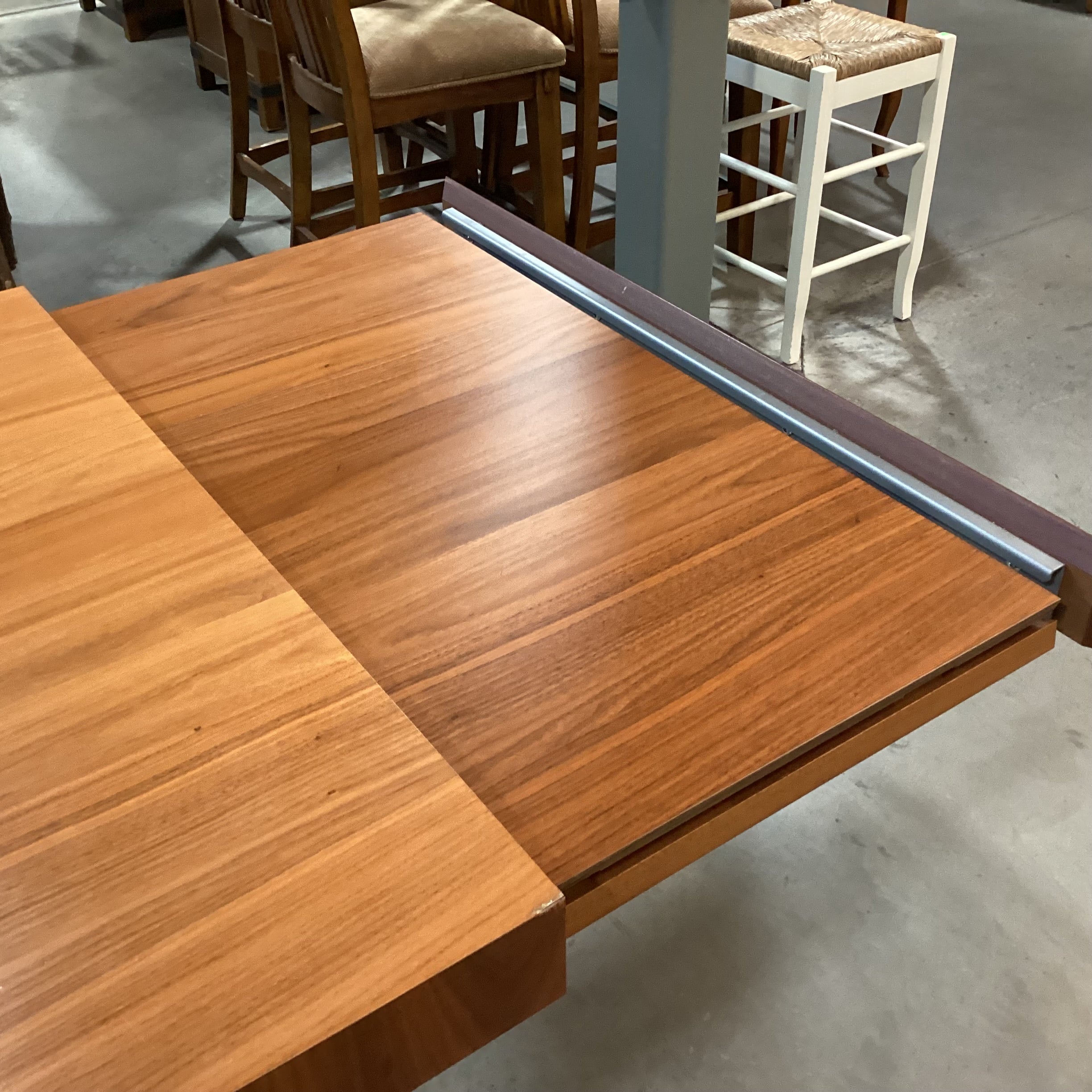 Calligaris Italian Modern Veneer & Chrome with End Extend Tuck Under Leaves Dining Table 71" to 118"x 39.5"x 30"