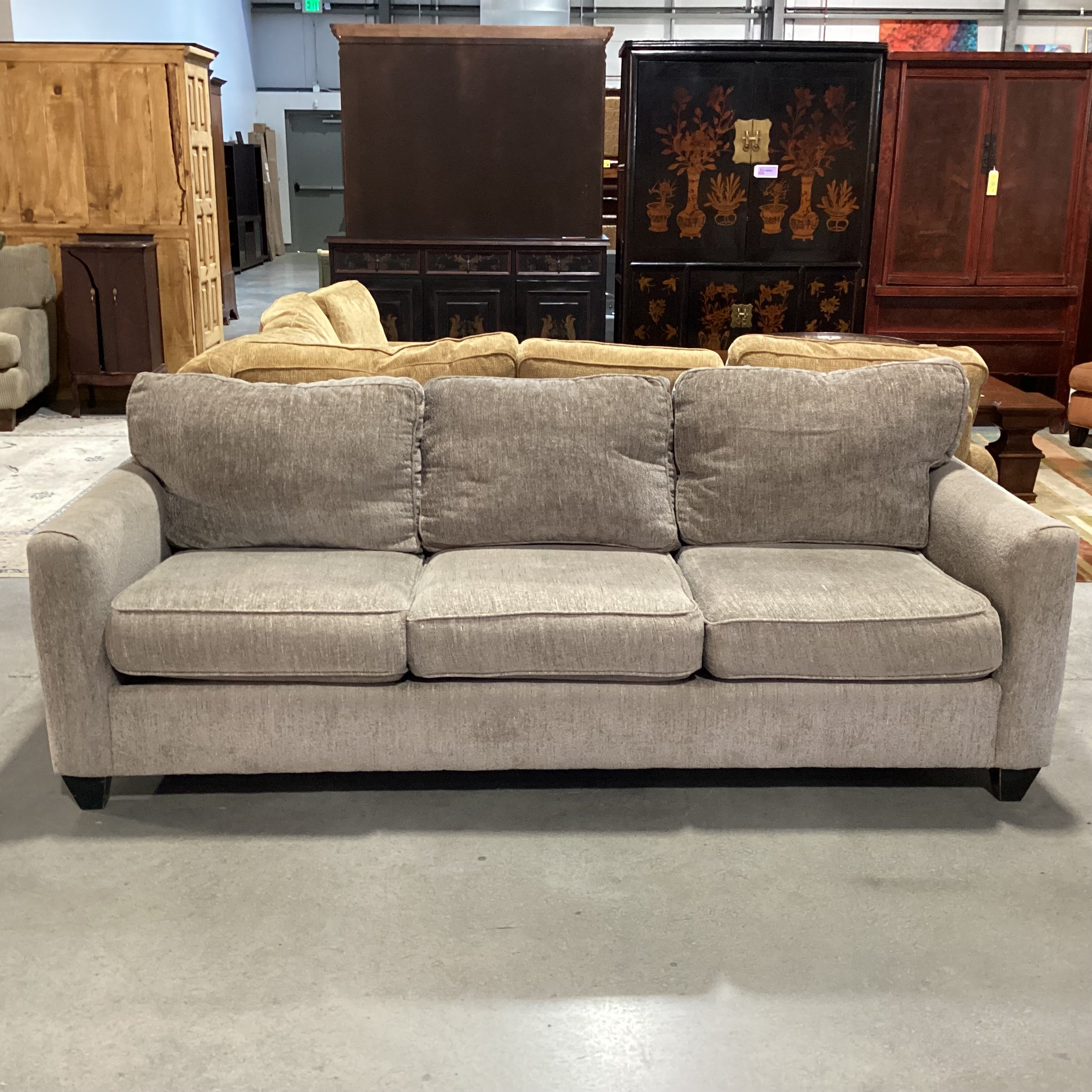 Colorado Style Home Furnishings Taupe Grey Woven Sofa 89"x 37"x 31"