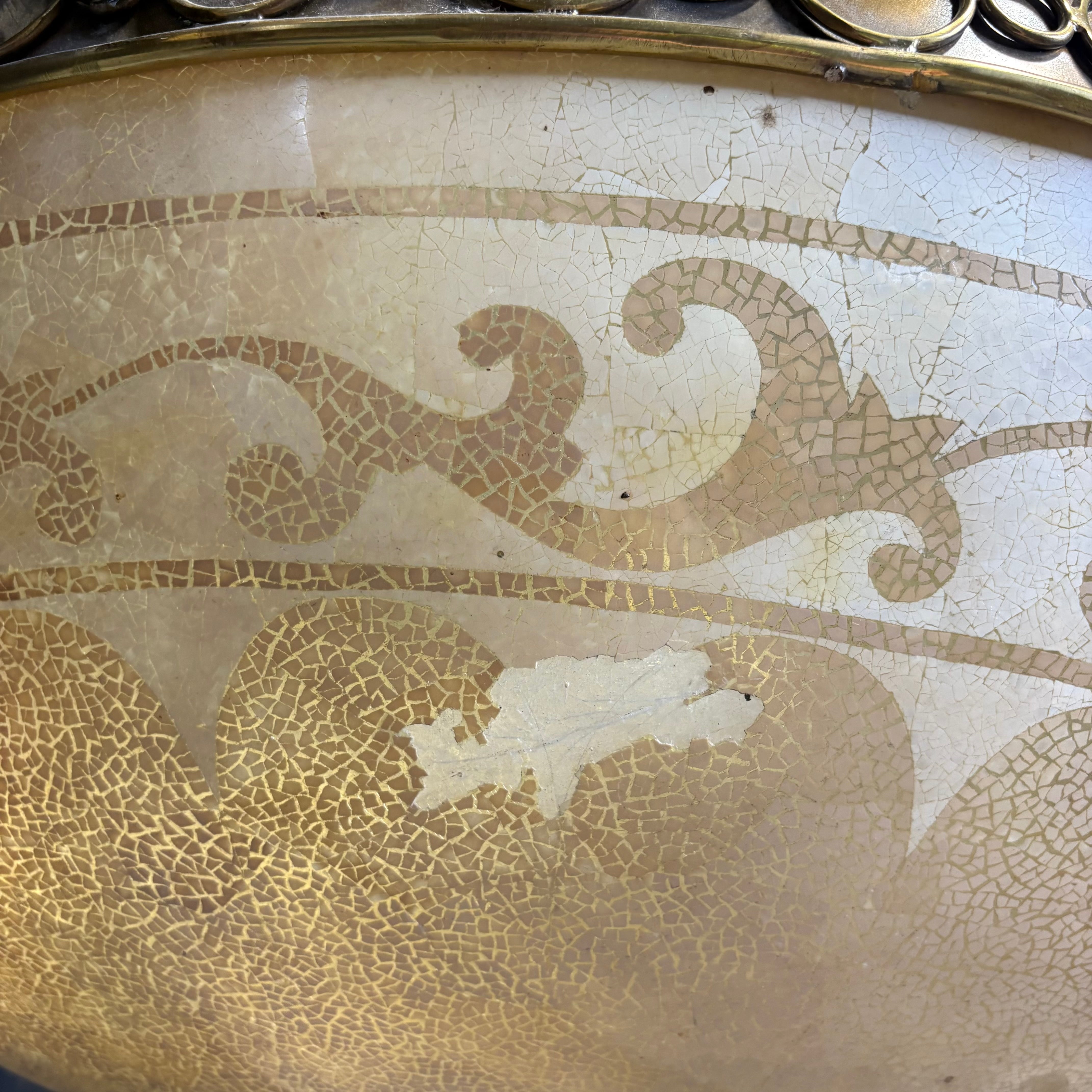 Maitland Smith Ostrich Egg 10-Light Ornate Bronze and Brass with Shades Chandelier 42” Diameter x 46”