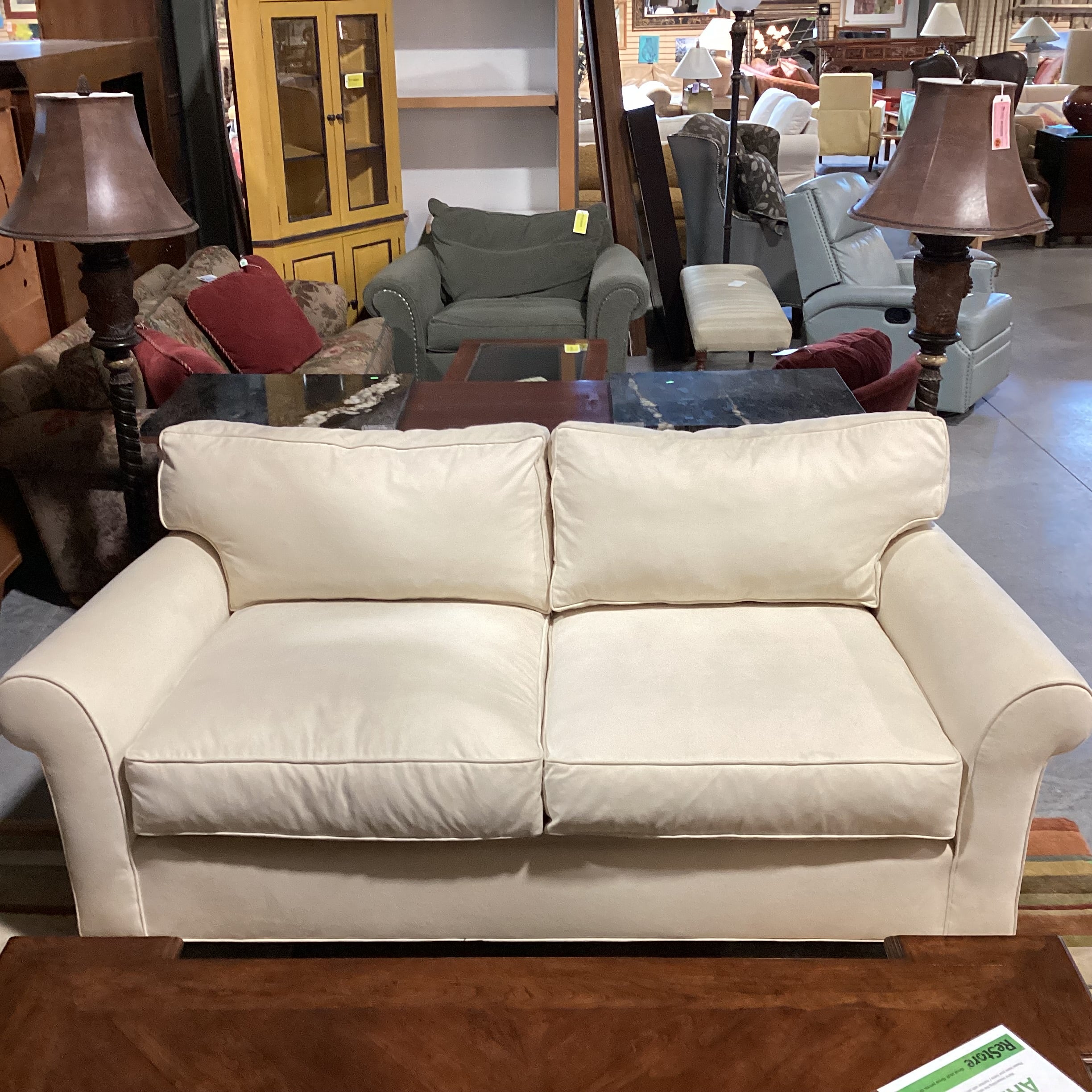 Richter Furniture Cream Ultra Suede Sofa 78"x 38"x 34"