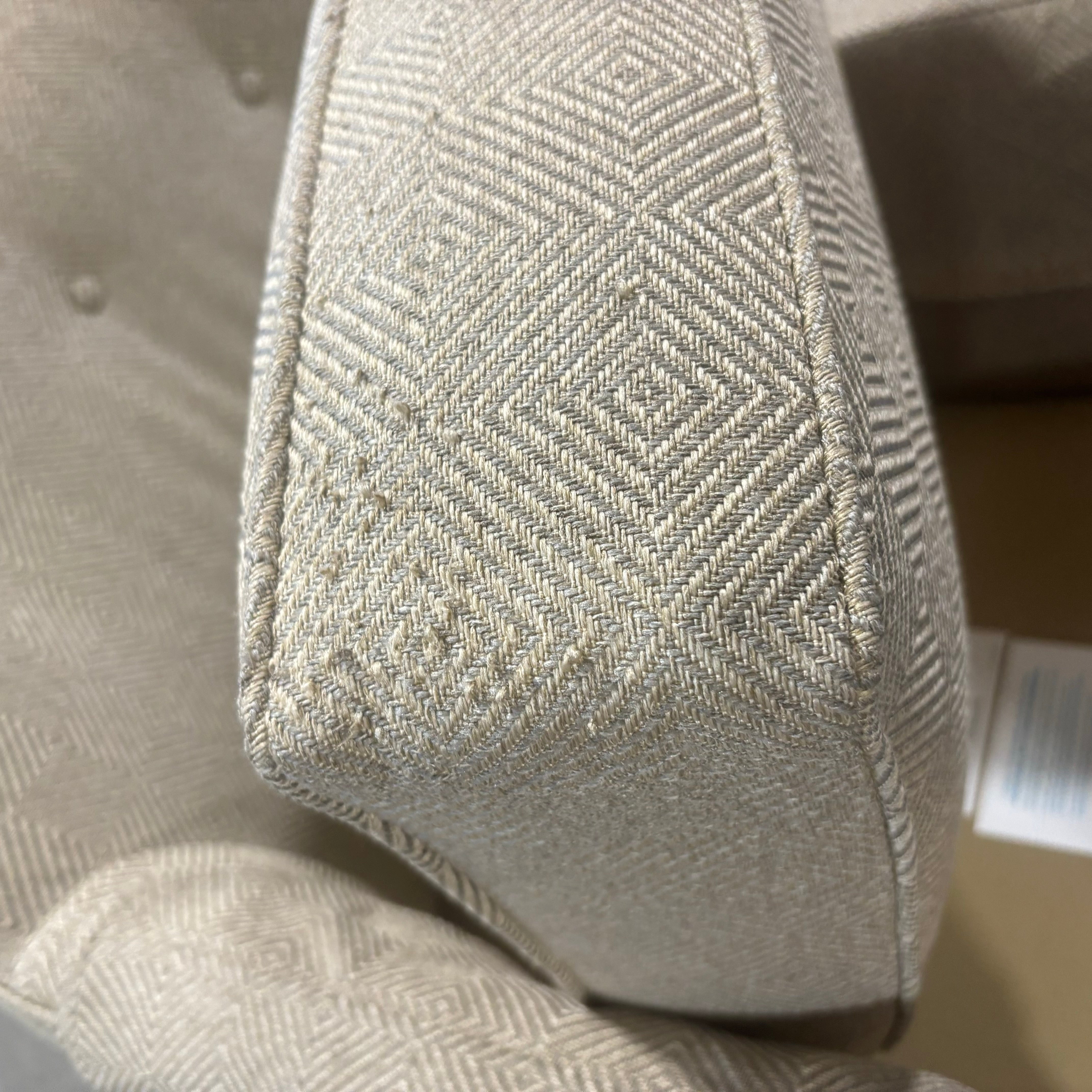 Jessica Charles Curved Highback Herringbone Pattern Swivel Chair 31"x 37"x 34"