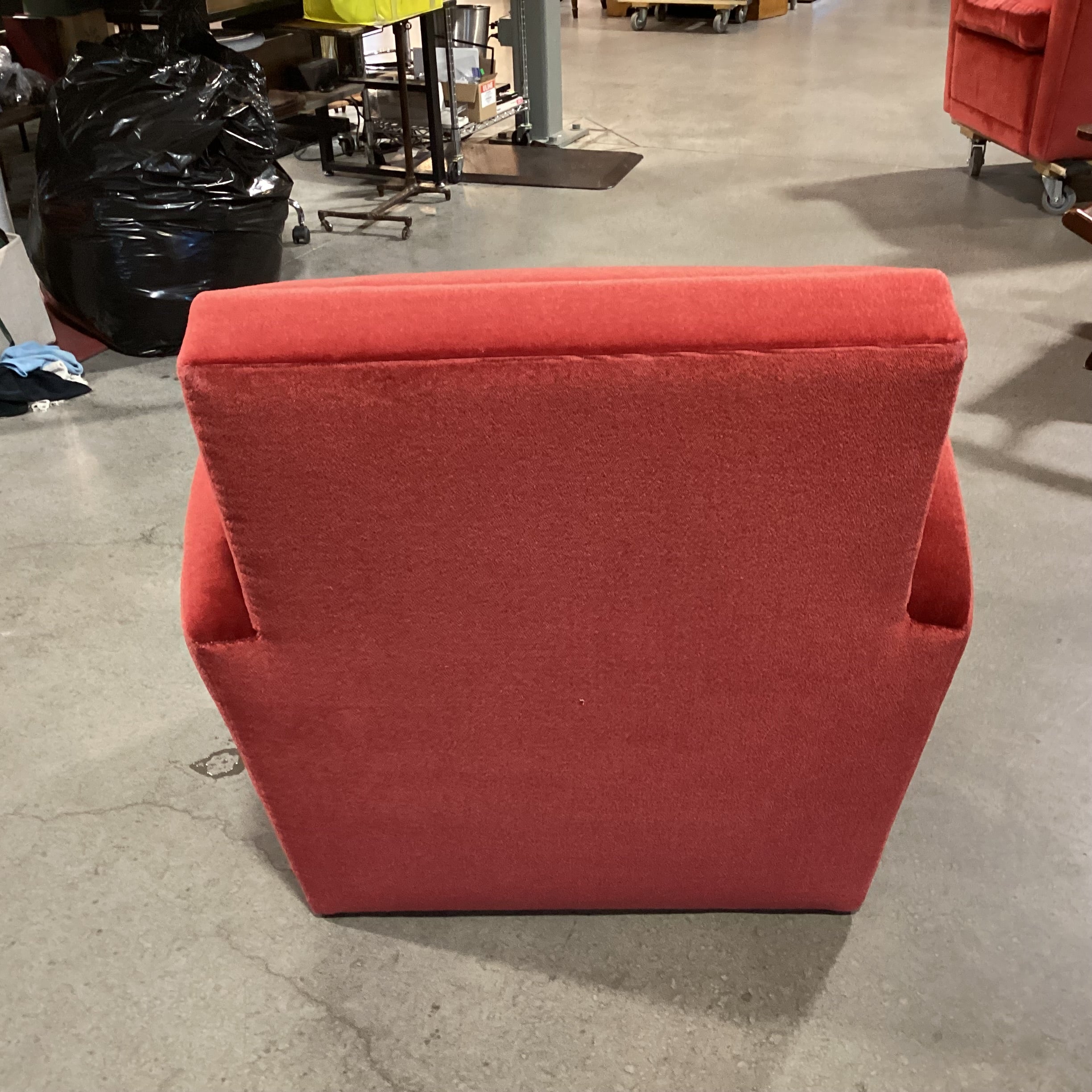 Art Deco Style Red Mohair Swivel Down Mix Chair 34"x 34"x 35"
