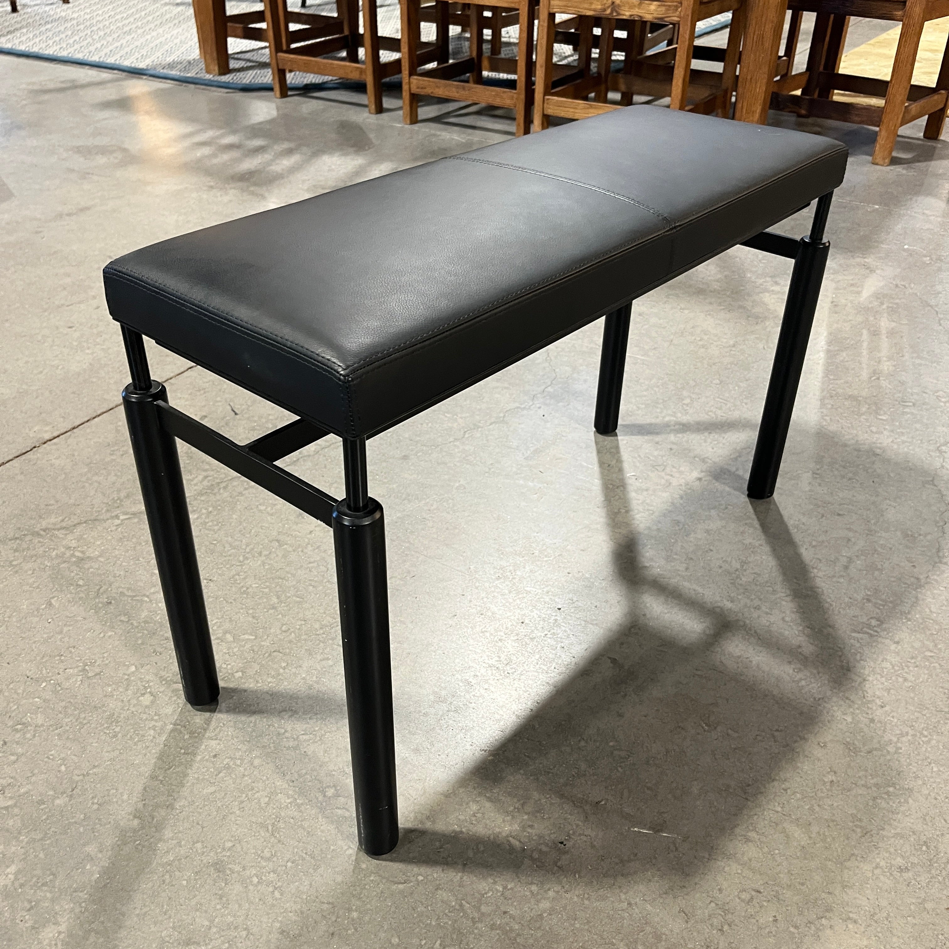 Christian Liaigre for Holly Hunt Modern Black Iron and Leather Bench 32"x 12"x 20"