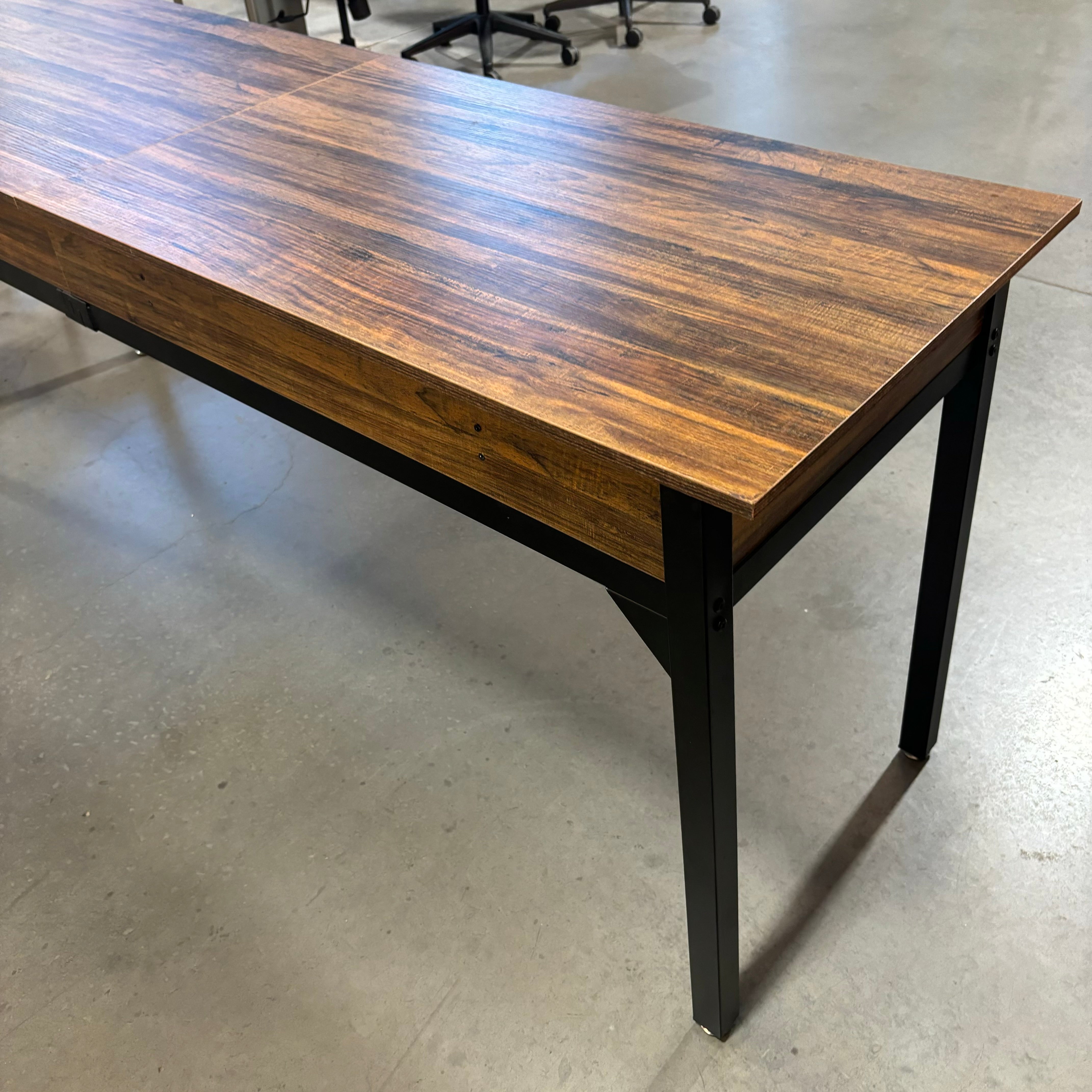 Dark Wood Style Laminate with Steel Legs 2 Drawer Desk 74"x 24"x 32"