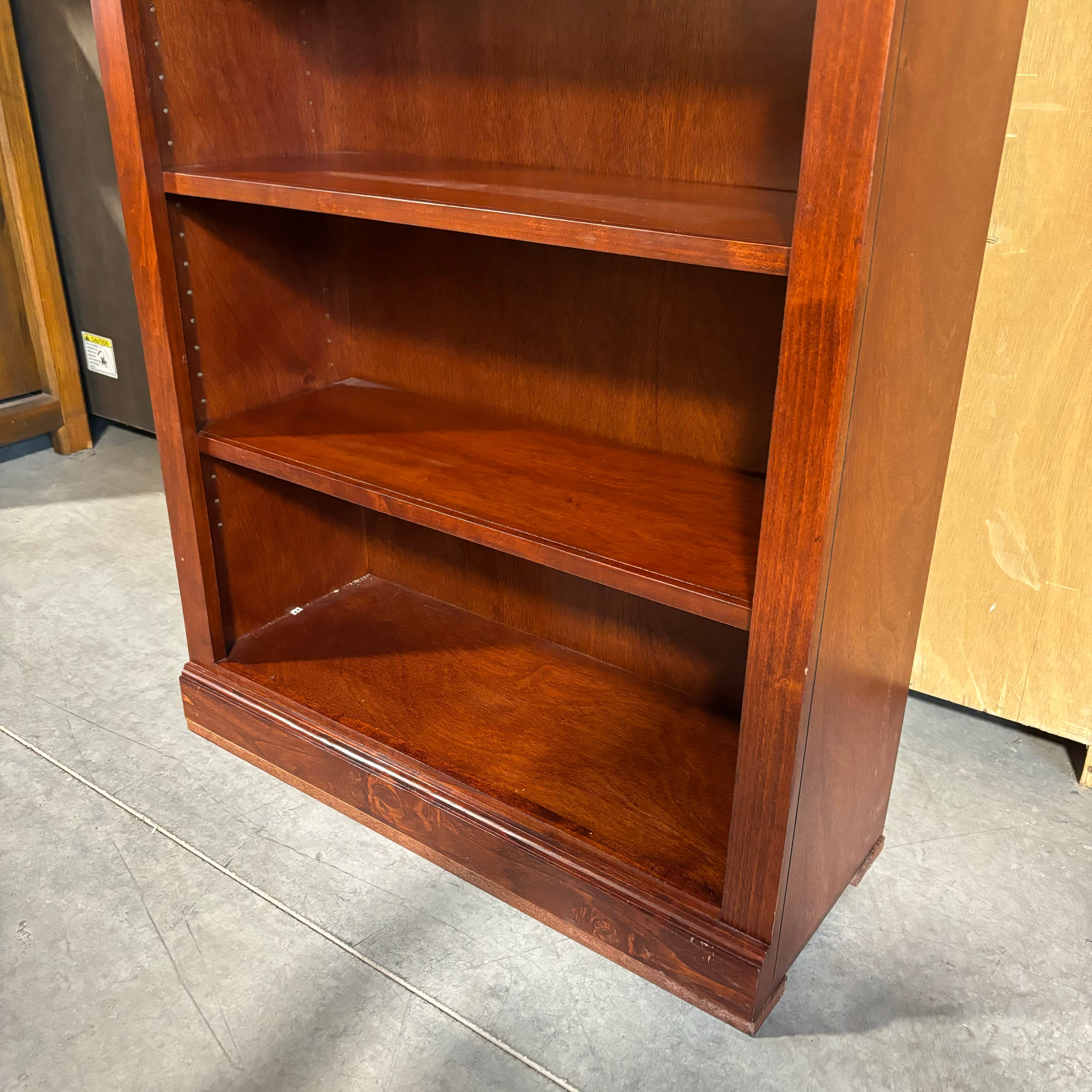 Reddish Brown Finish Solid Wood with Crown Molding 5 Shelf Bookcase 32"x 13.5"x 73"