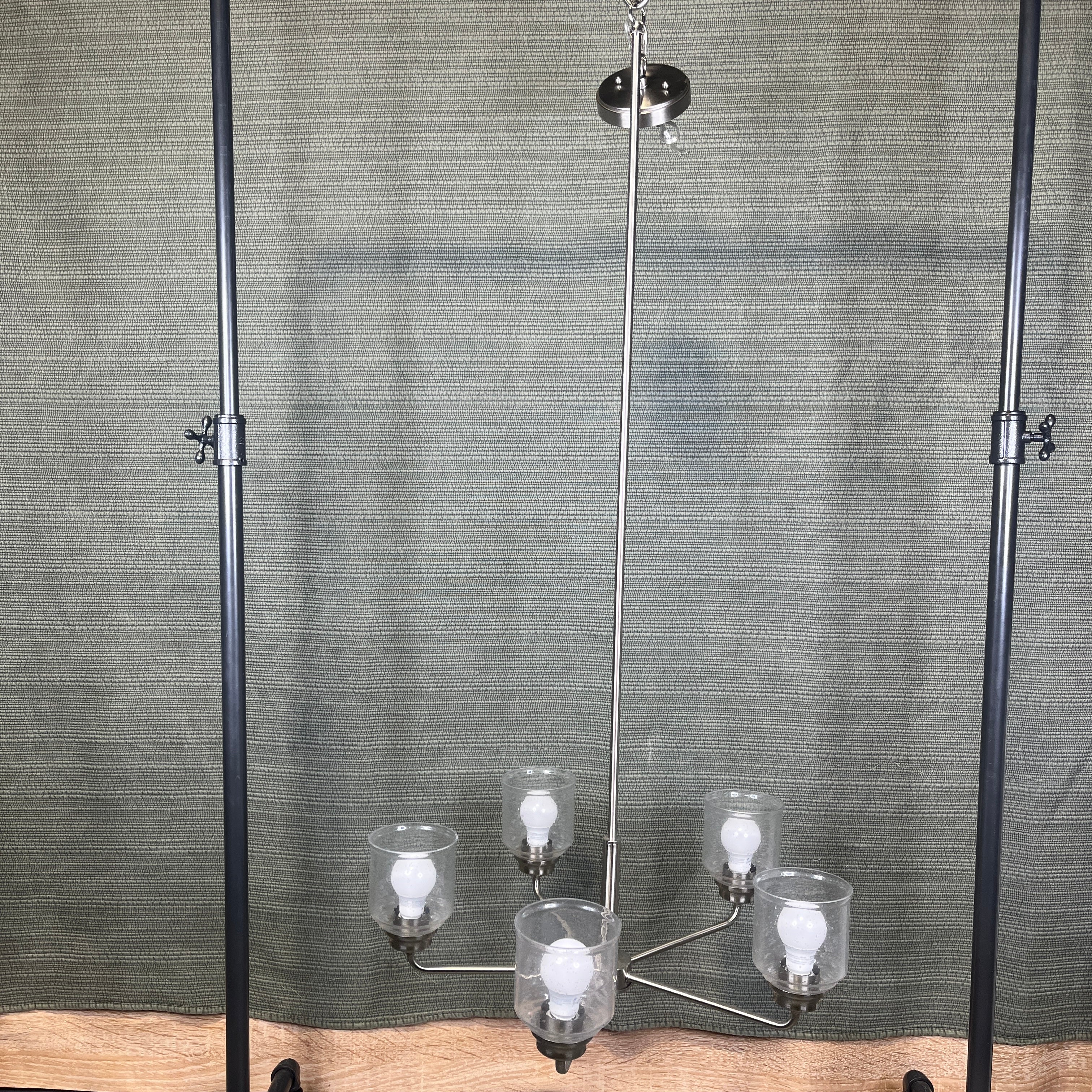 Maxim Lighting Acadia 5-Light Satin Nickel with Seeded Clear Glass Shades Chandelier 26” Diameter x 13.5” - 55.5”