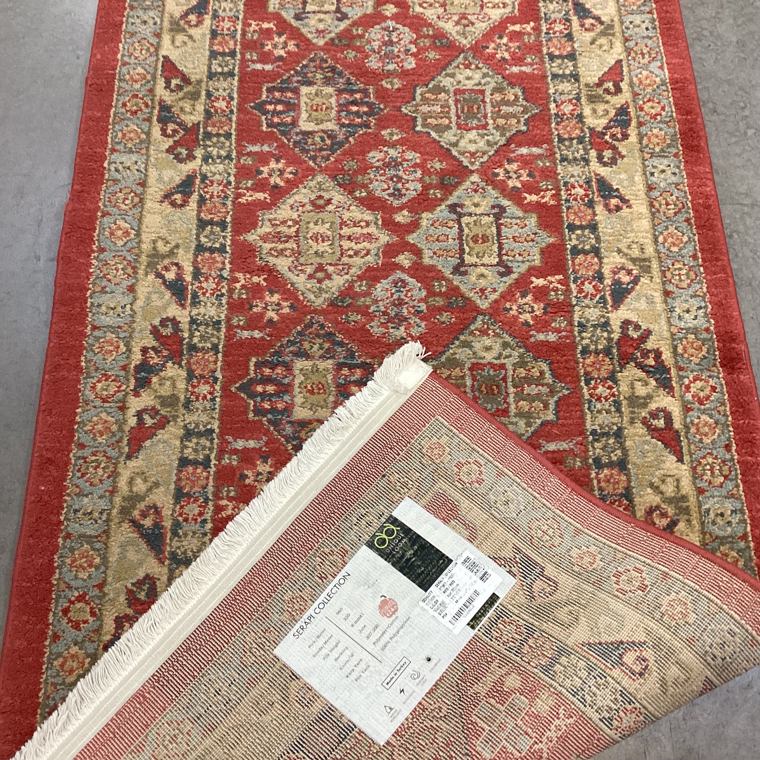 Unique Loom Serapi Collection Red Gold Poly Runner Rug 2' 8"x 6' 8"