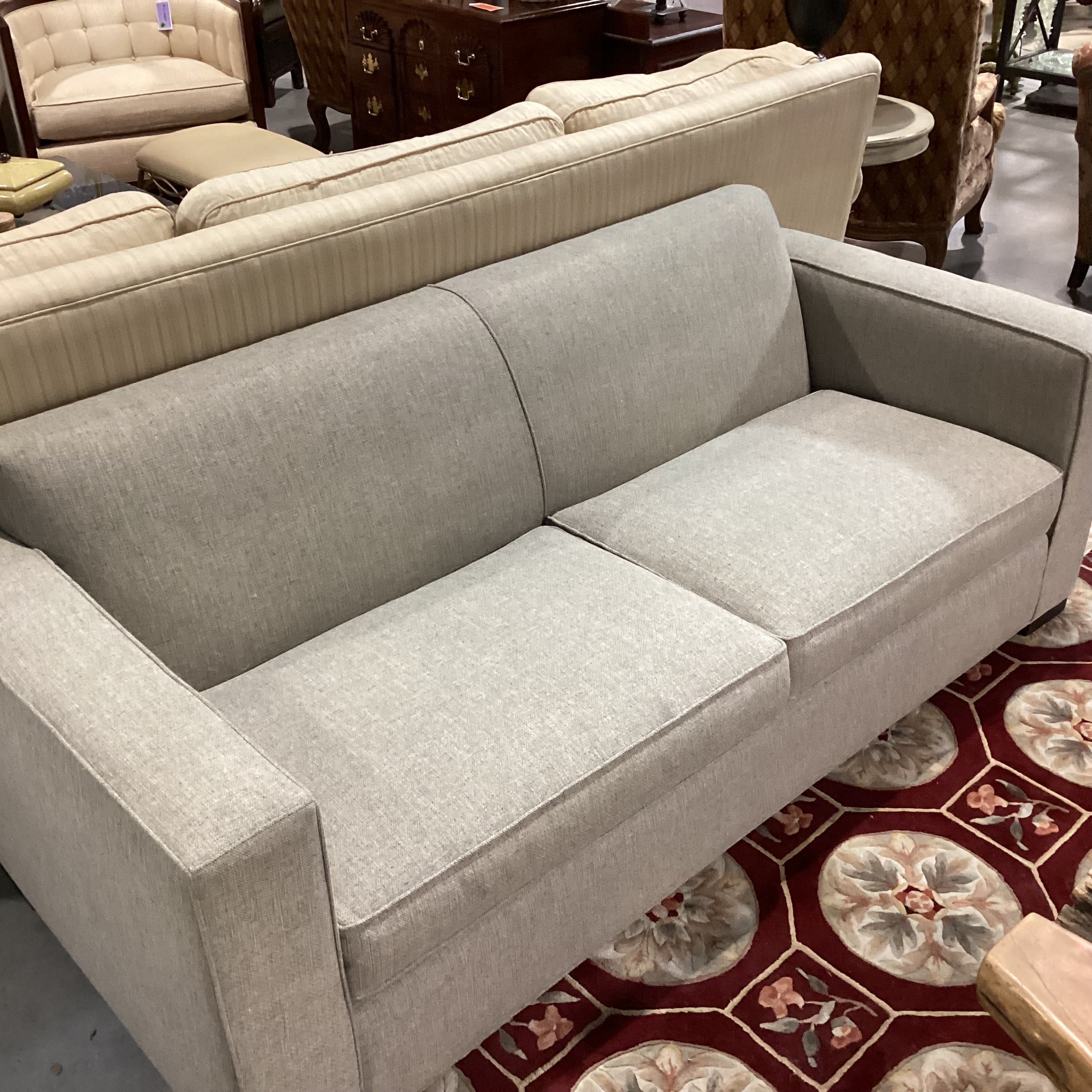 McCreary Modern Room & Board Heathered Beige Grey Woven Modern Track Arm Sofa 82"x 36"x 32"