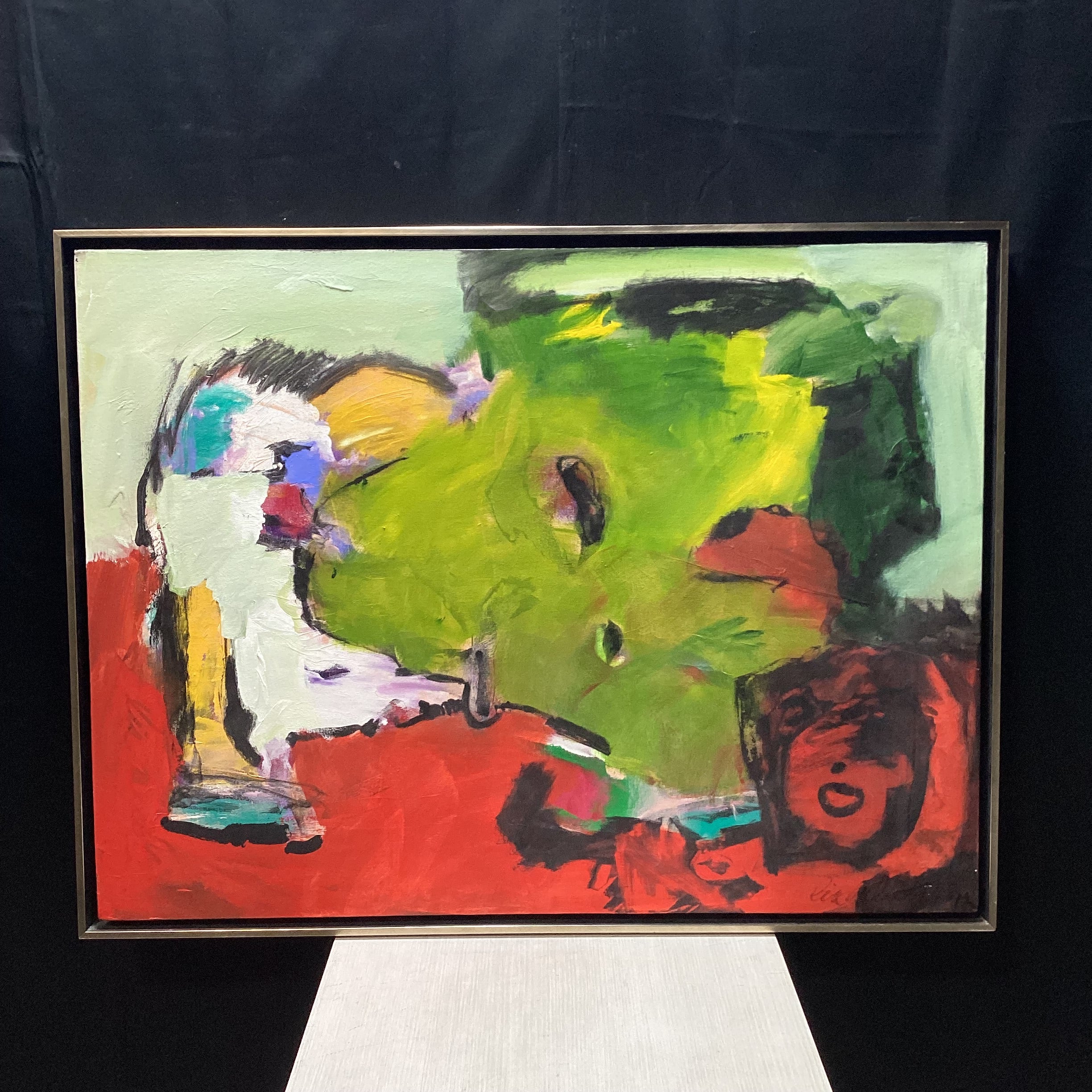 Lia Galletti Signed Original Abstract Painting In Silver Frame 41.5" x 31"