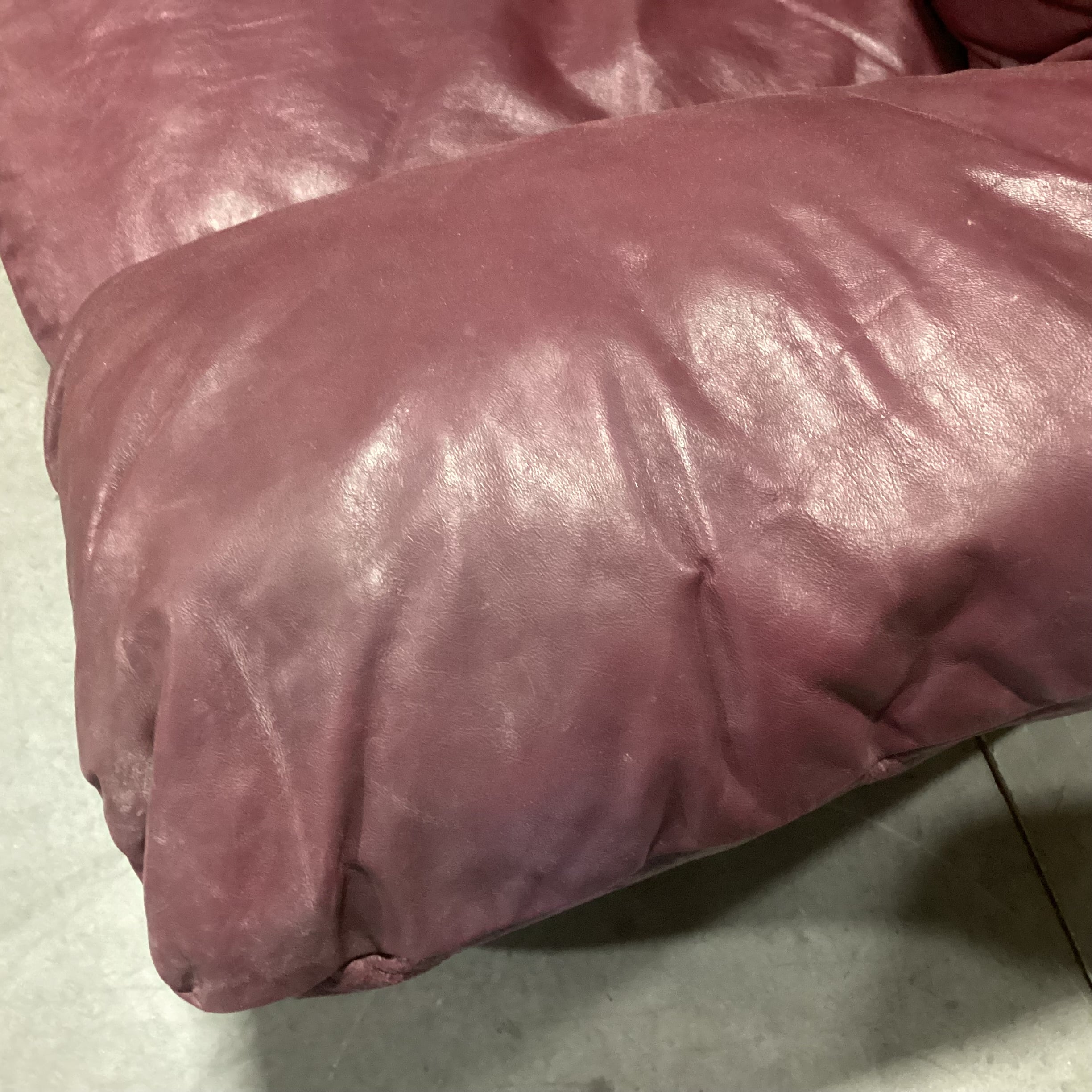Burgundy Leather 3 Piece Sectional 85"x 85"x 37"