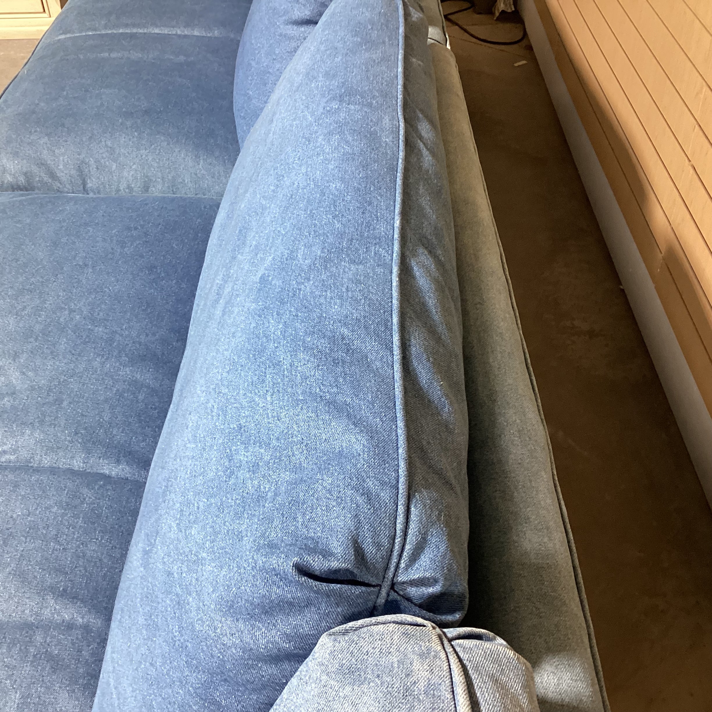 Custom Denim Down Mix 2 Piece Sectional 163"x 36"x 30"