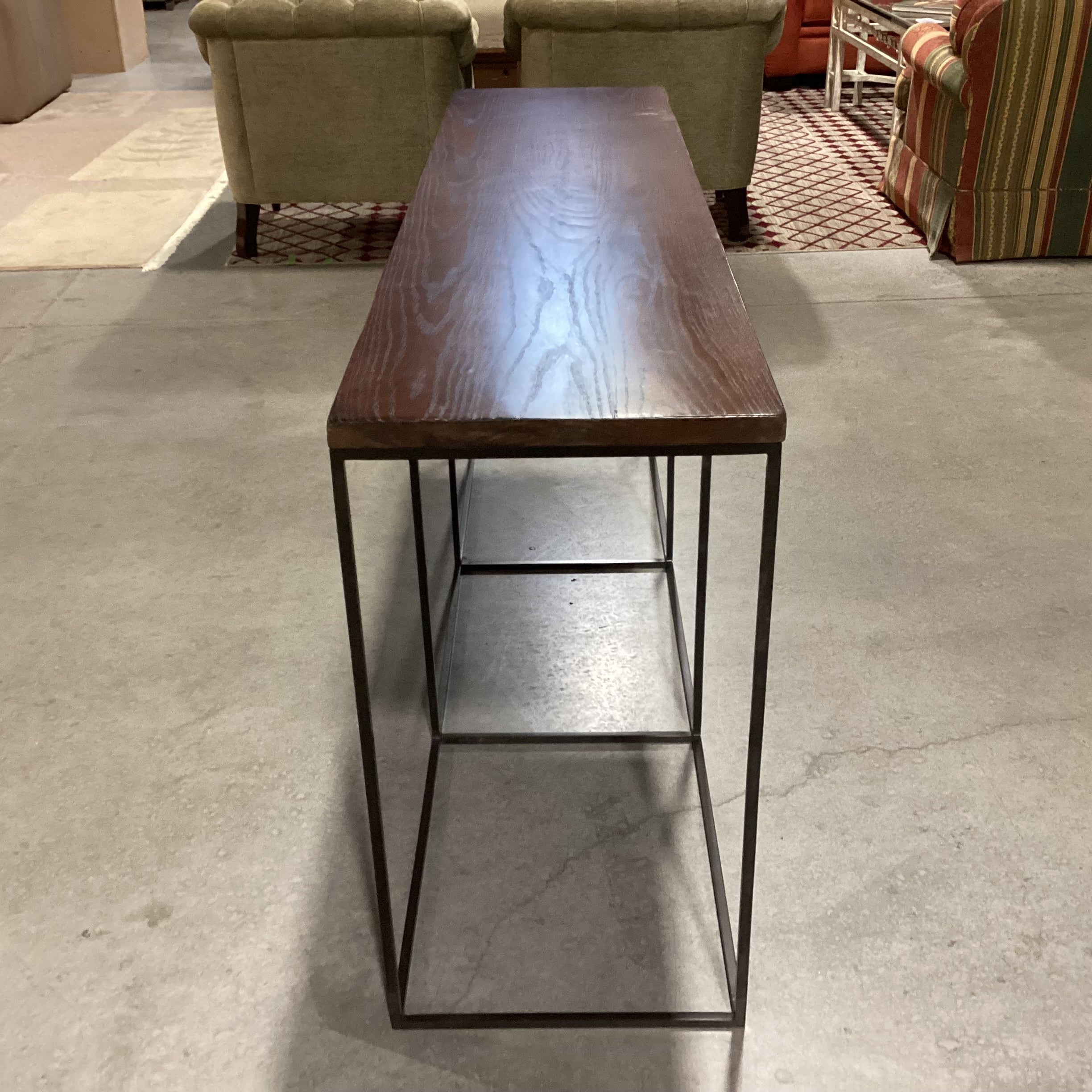 Dark Finish Wood & Iron Base Sofa Table 63"x 16"x 30"