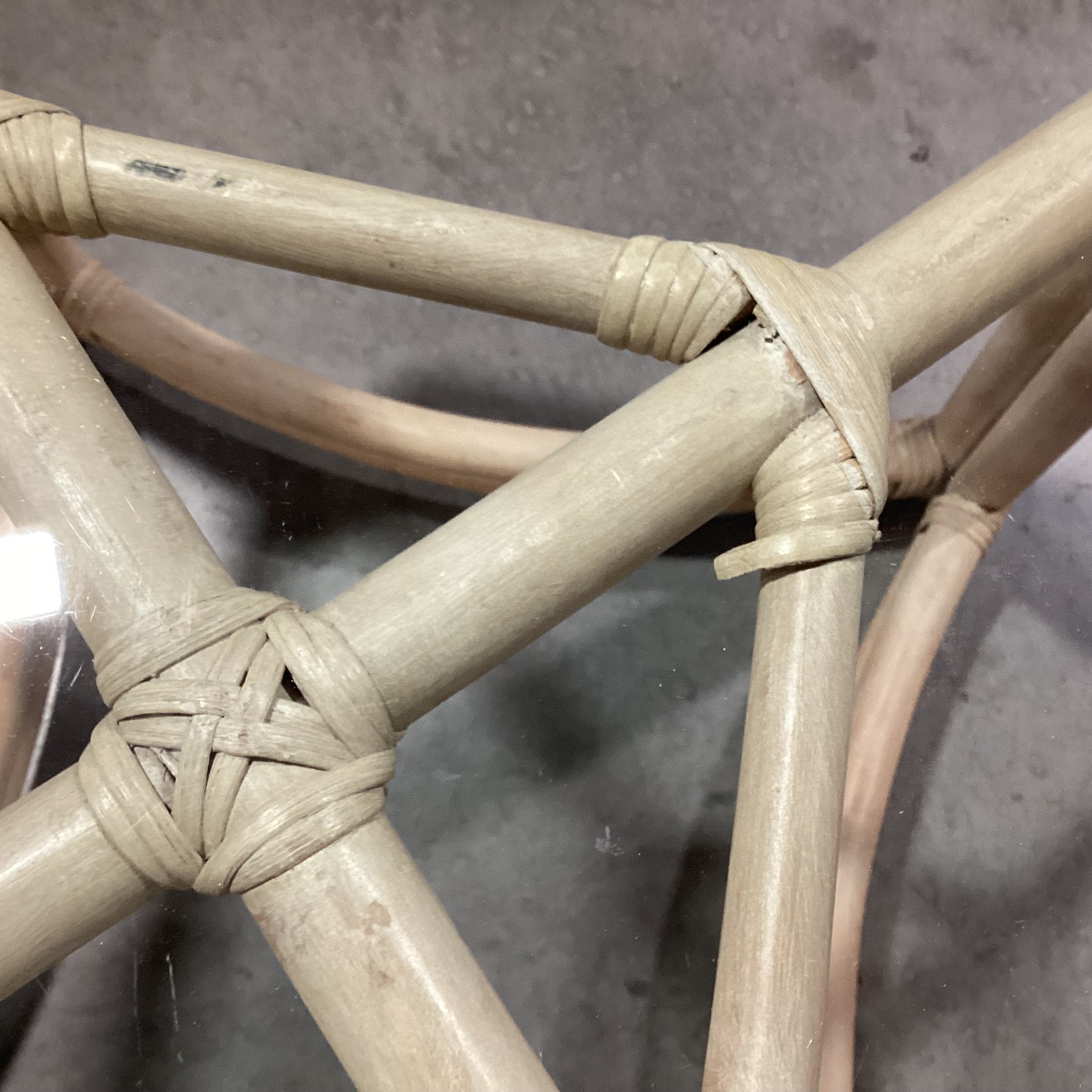 Washed Rattan & Glass End Table 26.5"x 26.5"x 22"