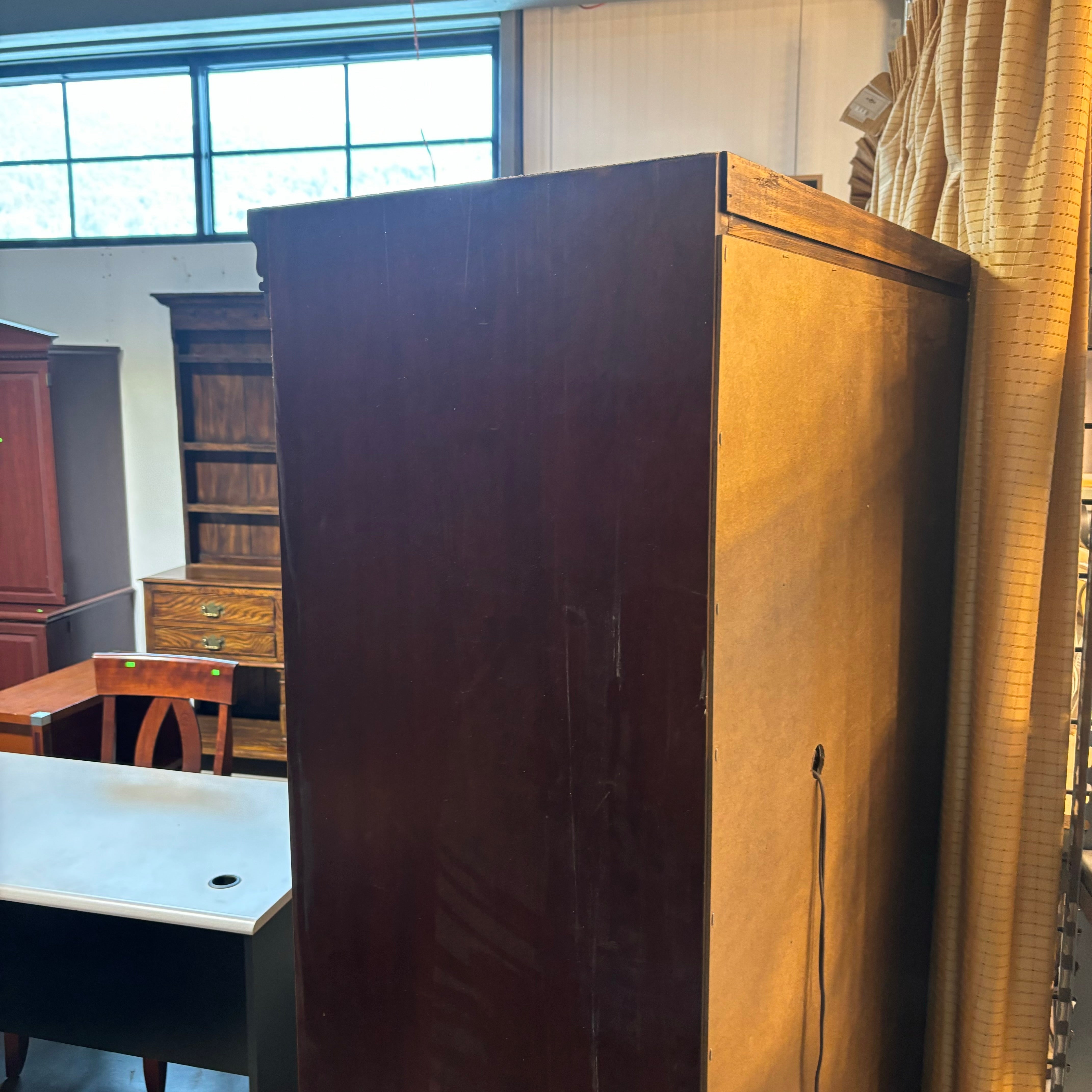 Medium Finish Solid Wood with Crown Molding 2 Door Backlit Display Case 30"x 17"x 77"