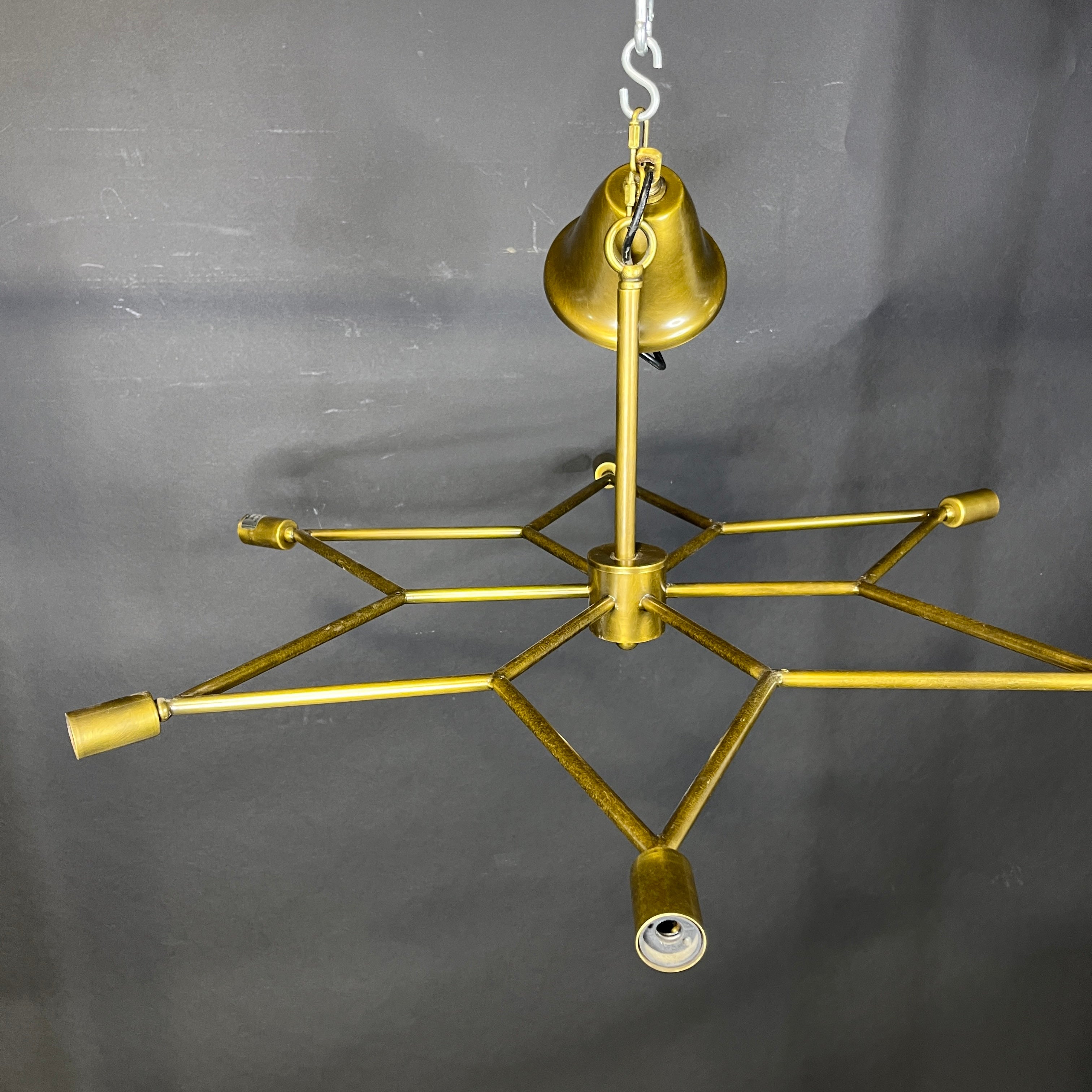 Noir Trading Co. 6-Light Antiqued Brass Finish Metal Star Chandelier 33” Diameter x 20”