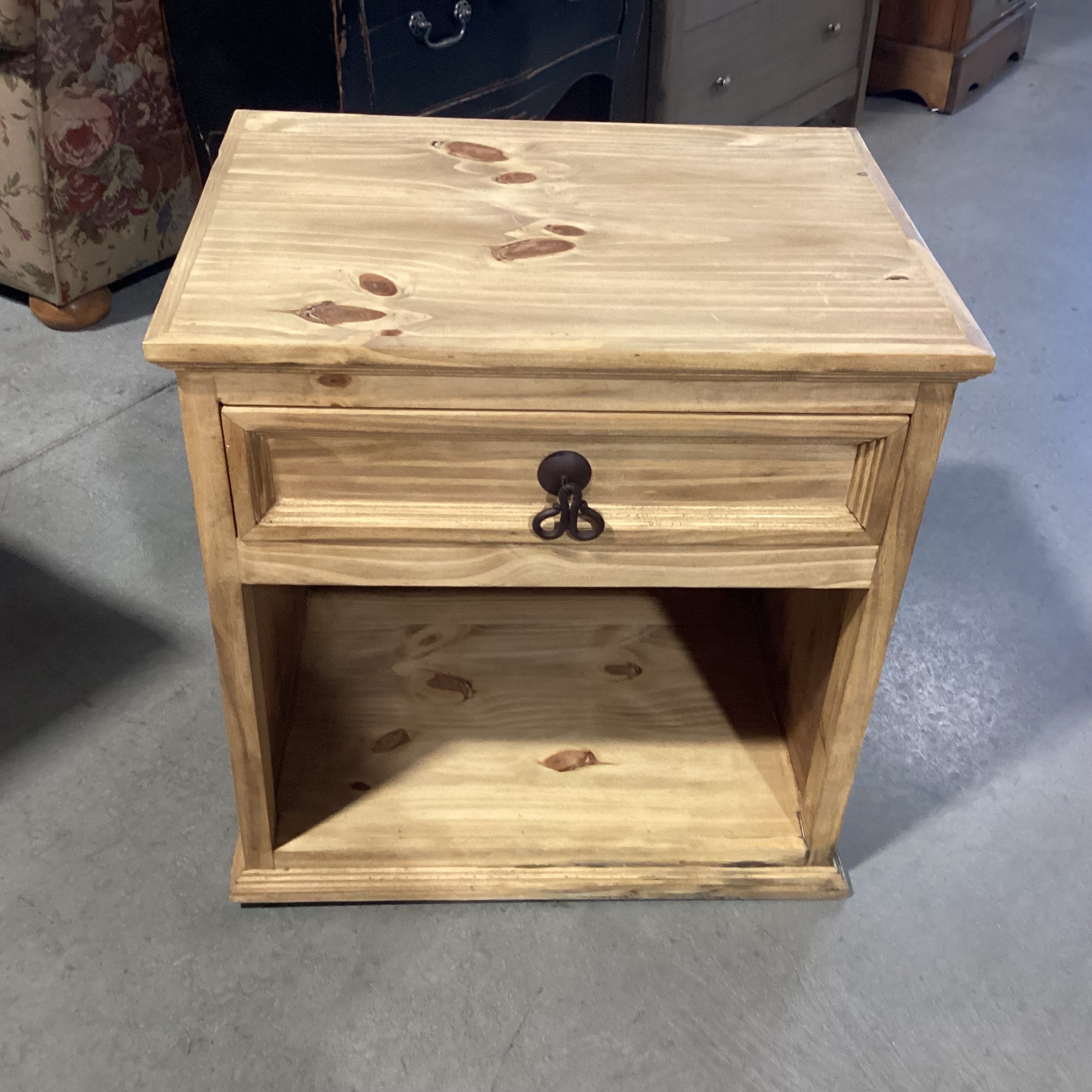 Rustic Pine 1 Drawer Open Cubby End Table 23.5"x 17.5"x 23.5"