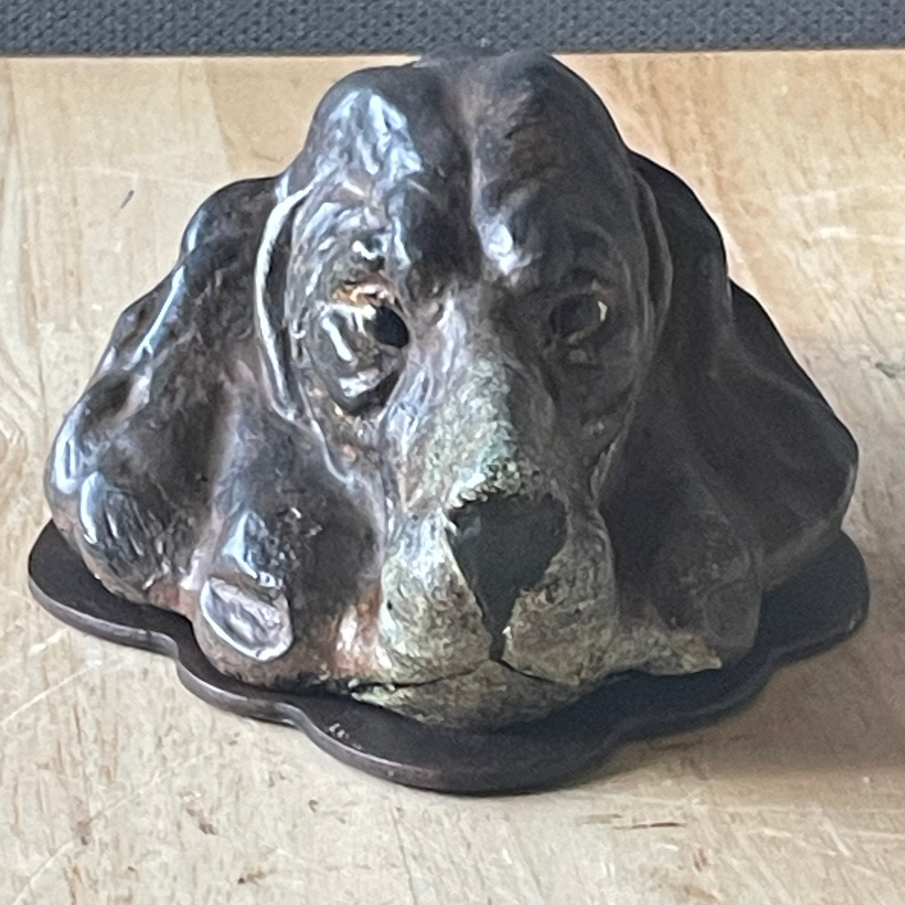 Antique Cast Iron Cold Painted Hound Dog Paper Clip, 4.5"x 6.5"