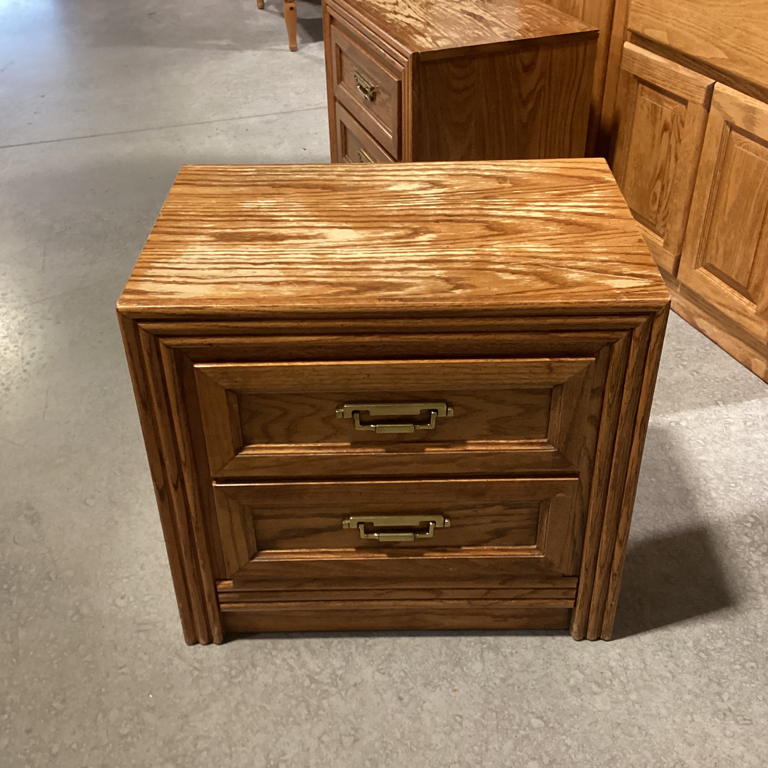 Lenoir House Finished Oak 2 Drawer Nightstand 24"x 16"x 22"