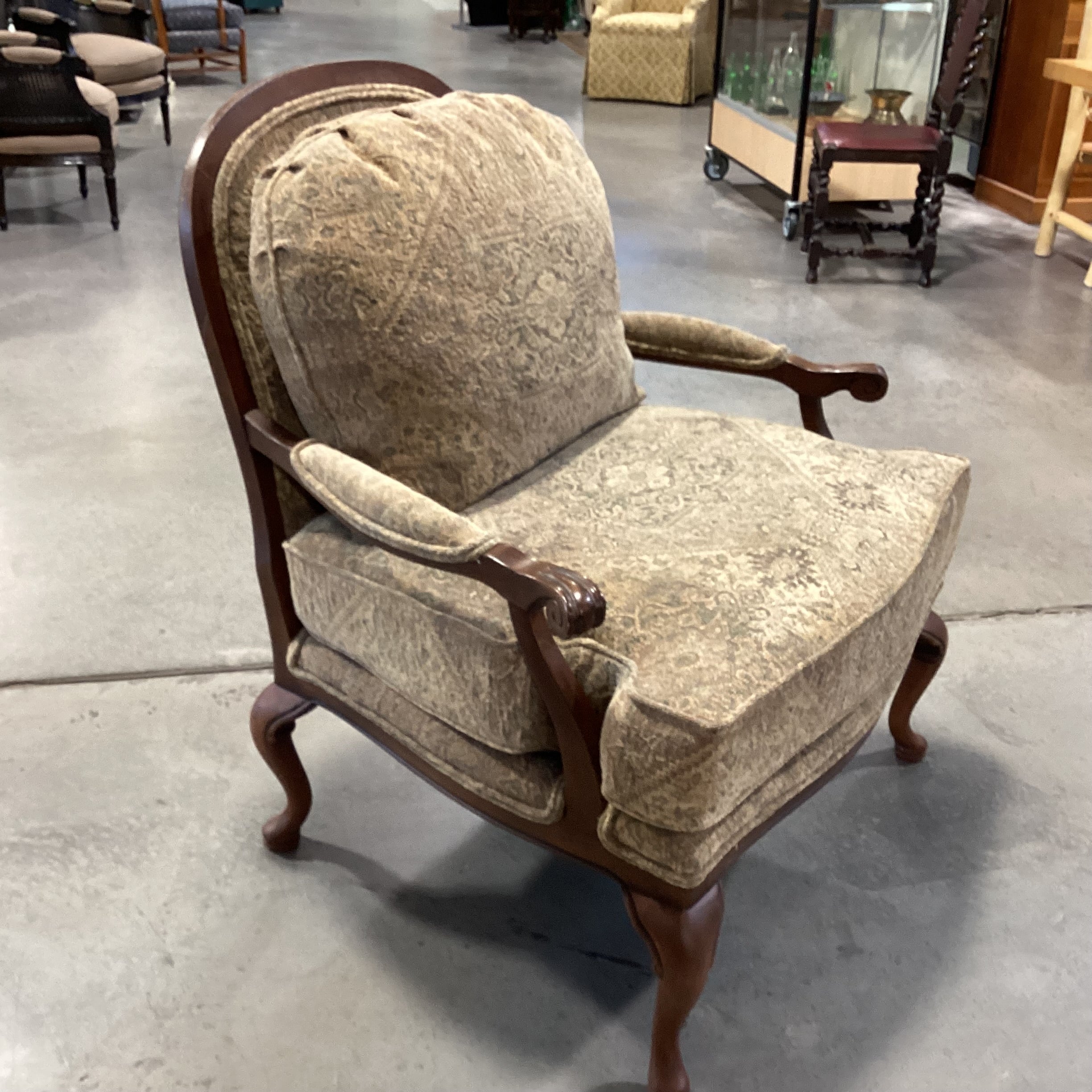 Harden Furniture Carved Wood with Back Detail Gold & Sage Design Chair 35"x 35"x 46"