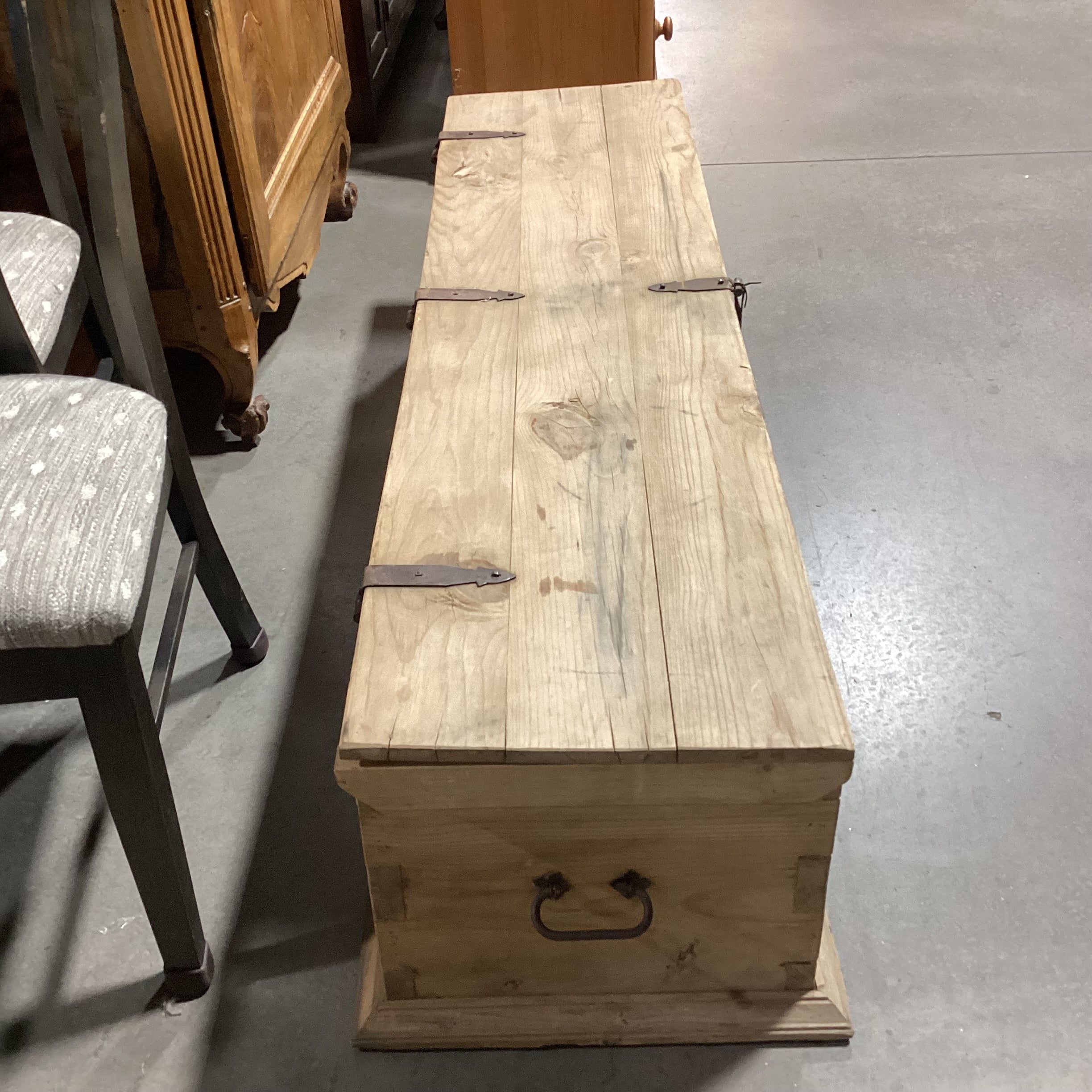 Natural Rustic Pine with Iron Accent Trunk 63"x 18.5"x 16"
