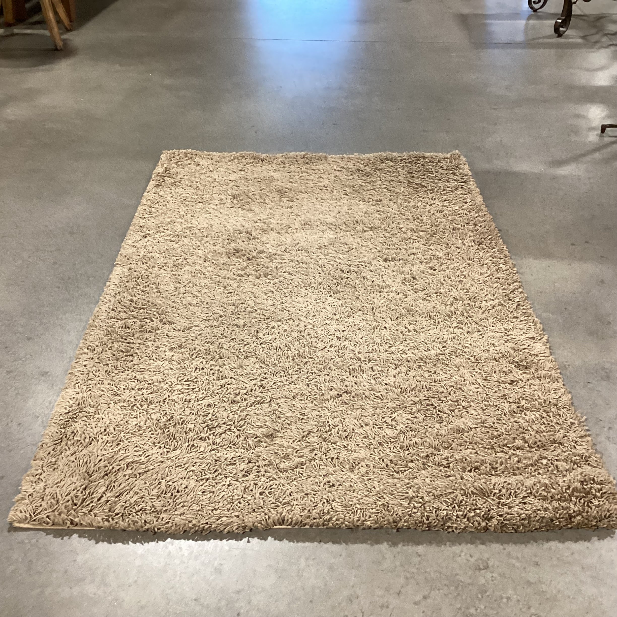 Unique Loom Solo Solid Sandy Brown Shag Rug 4'x 6'