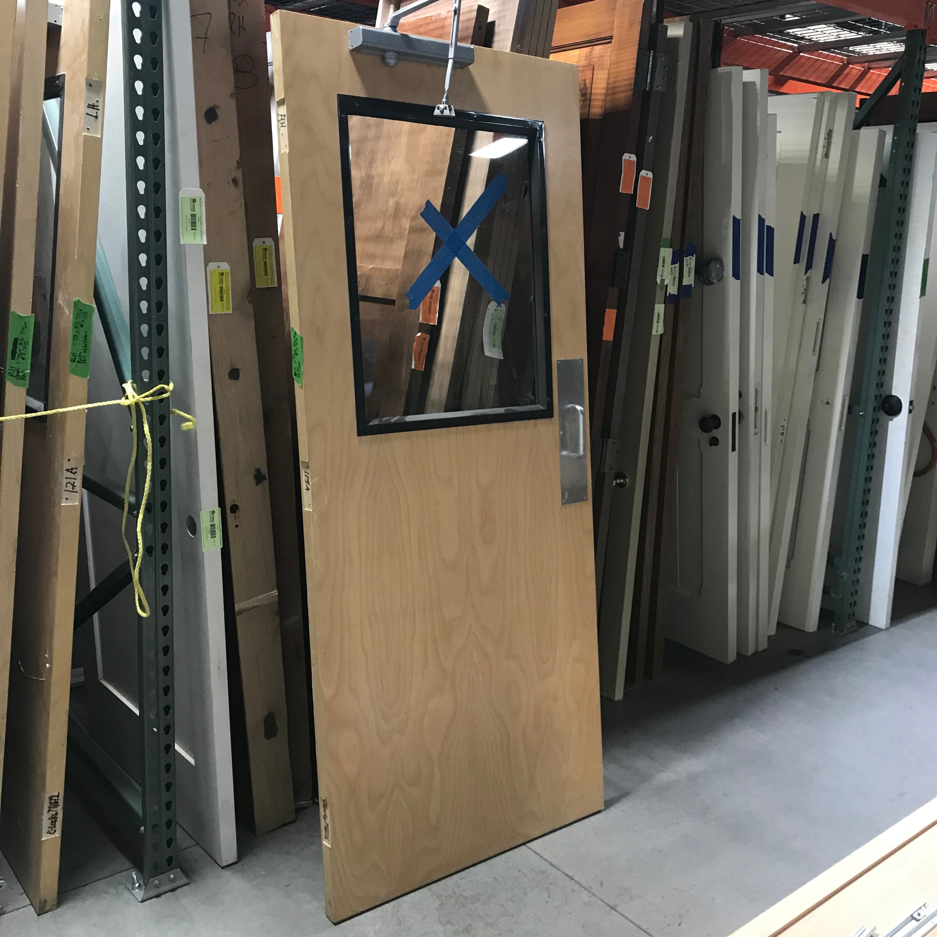 35.75"x 83.25"x 1.75" RH Push Pull Solid Interior Door with Window Commercial