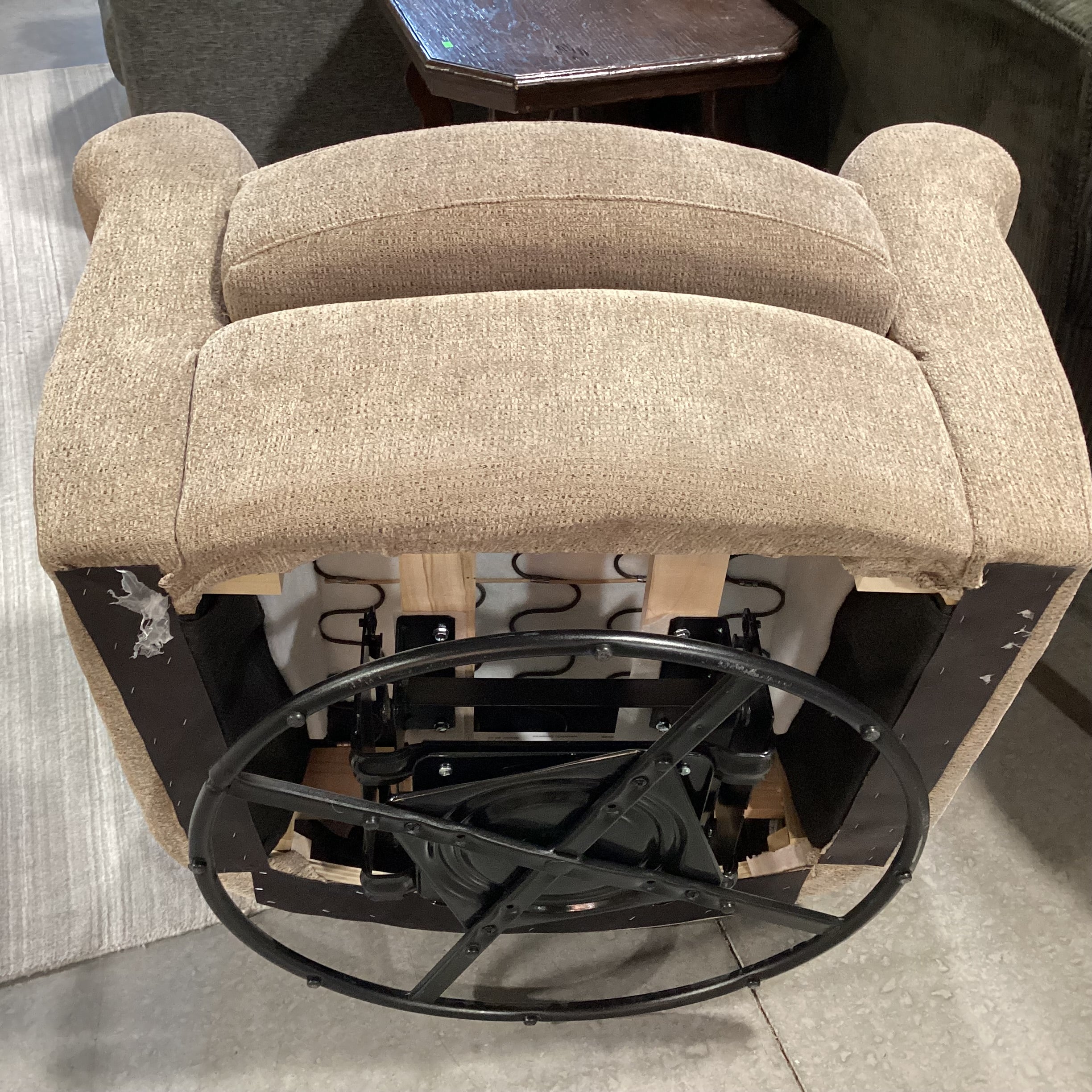 Best Chairs Beige Woven with Ottoman Swivel Rock Chair 36"x 31"x 37"