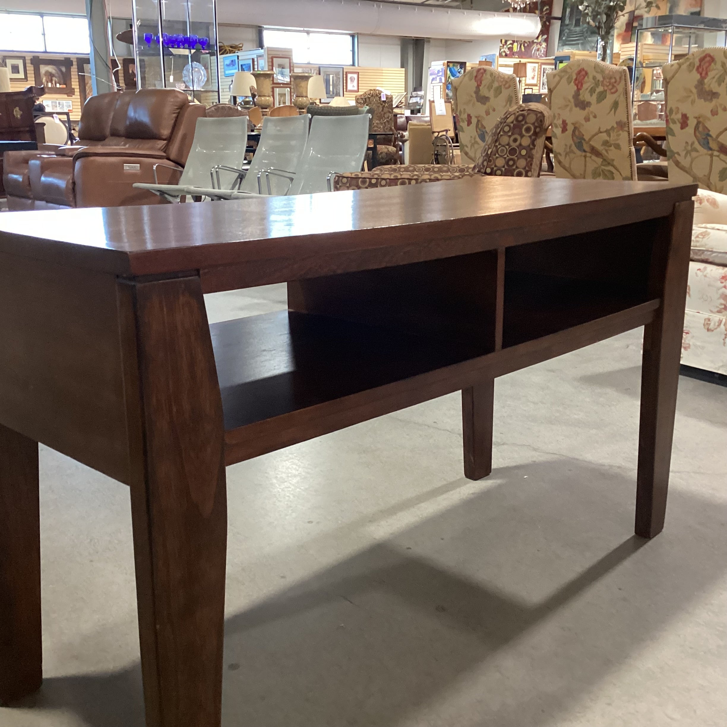 Dark Finish Wood with Open Cubbies Console Sofa Table 48"x 19"x 28"