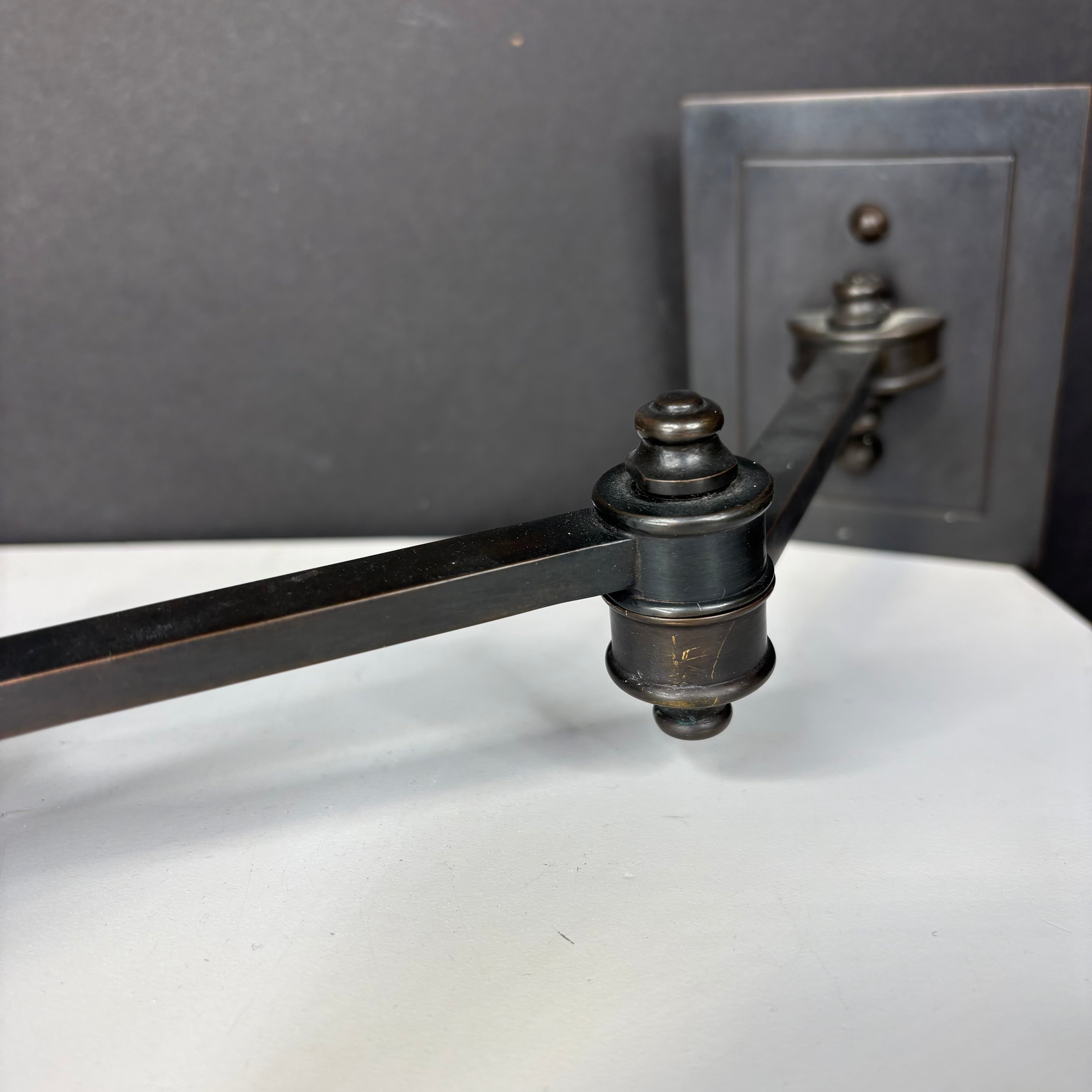 Ann Morris St. James Style 1-Light Dark Bronze Swing Arm Wall Sconce 3.5”x 8”x 18”