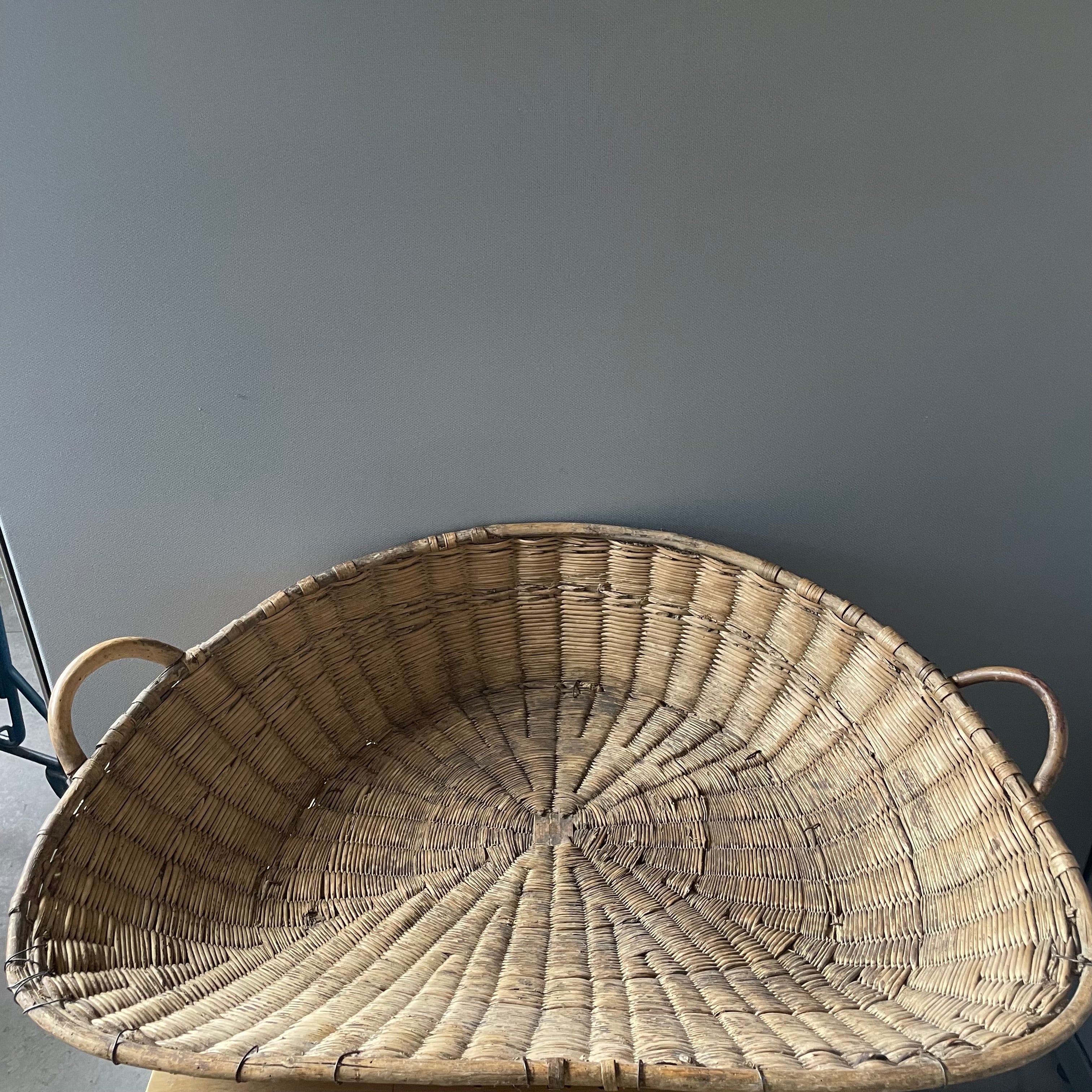 Antique French Winnowing/Harvest Basket, 42"x 27"x 10.5"