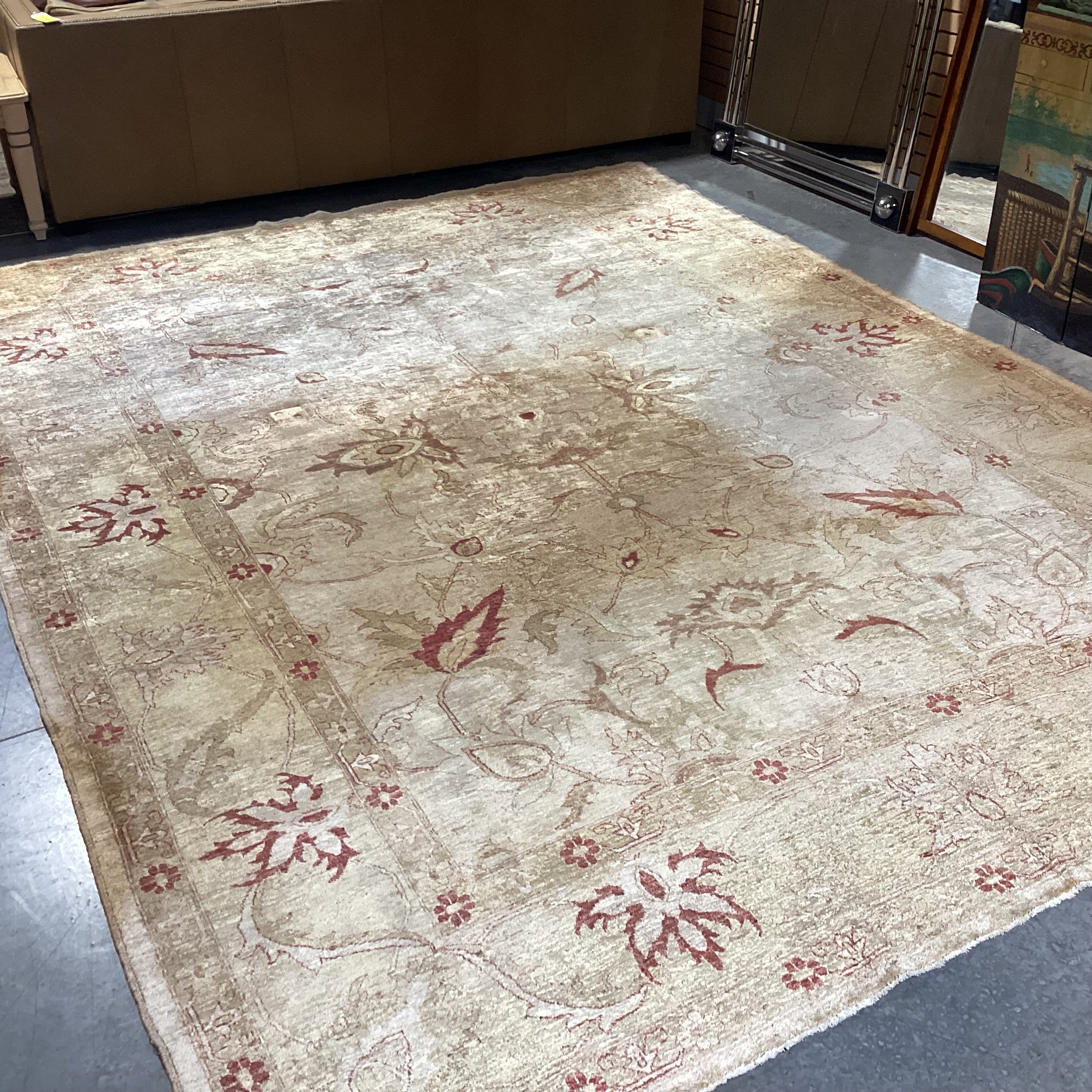 Gold Tan Rust Hand Woven Silky Tufted Wool Rug 10'1"x 13'4"