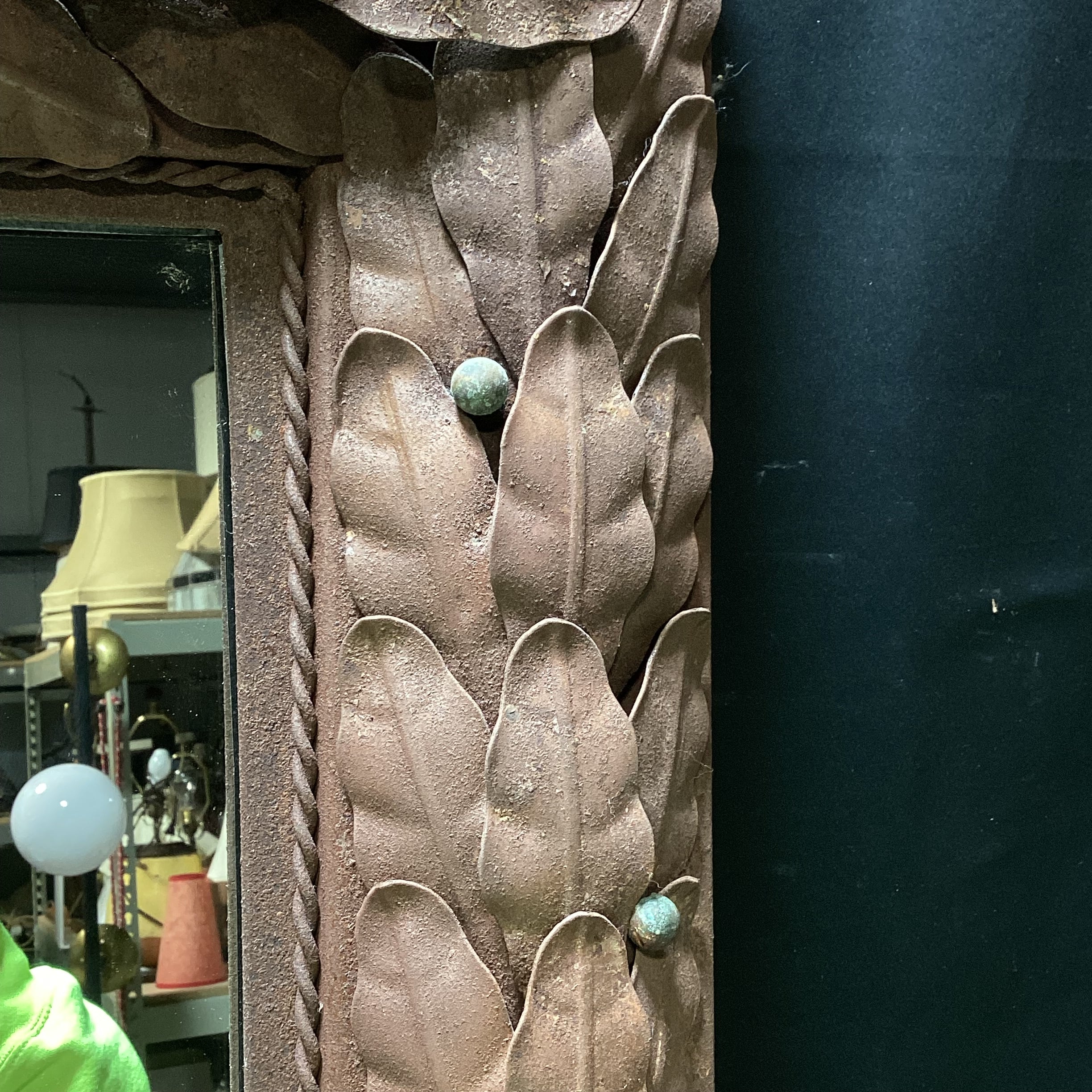 Wrought Iron Tied Foliage With Berries Wall Mirror 28" x 39"