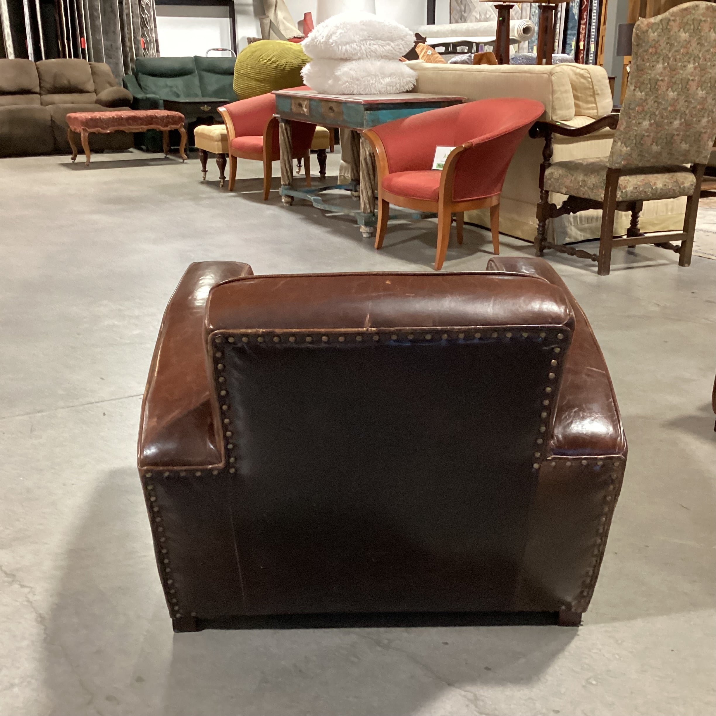 Restoration Hardware Distressed Leather Nailhead Club Chair 34"x 36"x 28"