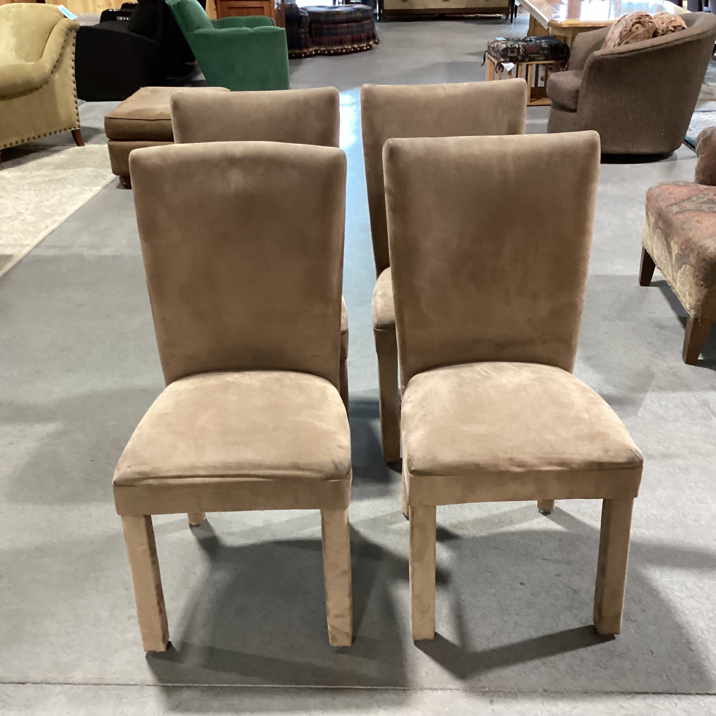 SET of 4 Light Brown Ultra Suede Dining Chairs 19"x 18"x 38"