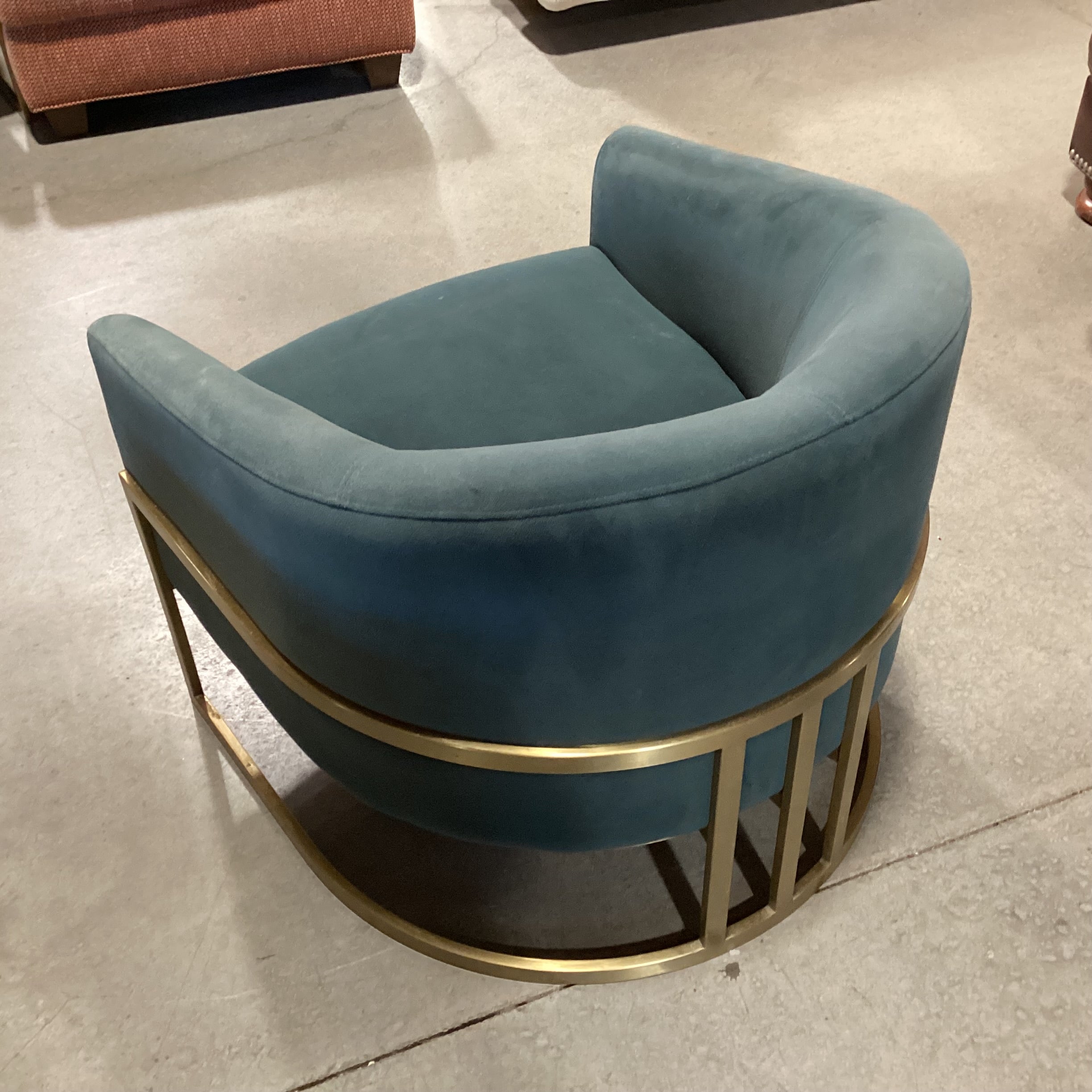 Four Hands Corbin Green Velvet & Gold Metal Modern Chair 28"x 28"x 26"