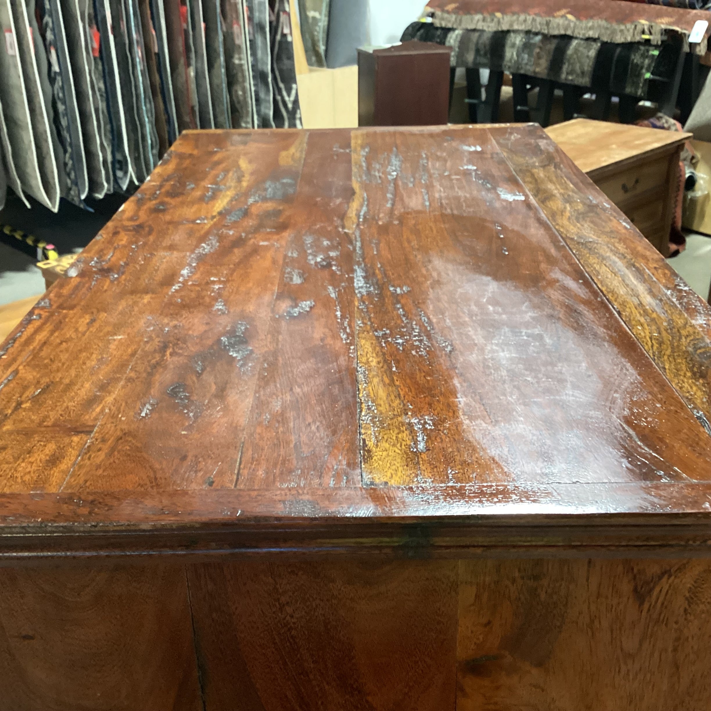 Solid Distressed Red Tone Finished Wood 5 Drawer Chest 39.5"x 21.5"x 54.5"