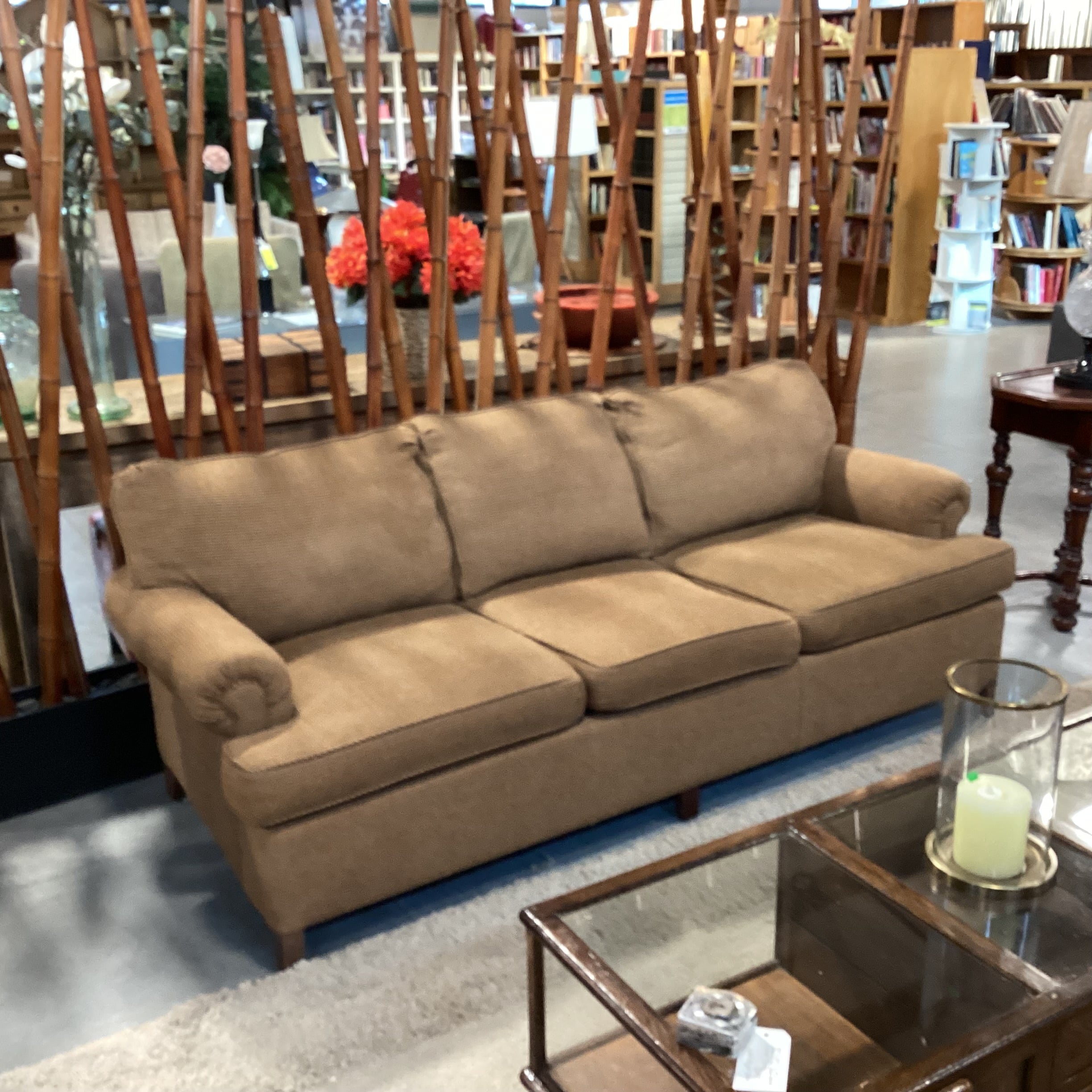 Brown & Tan Wool Blend Woven Sofa 84"x 35"x 32"