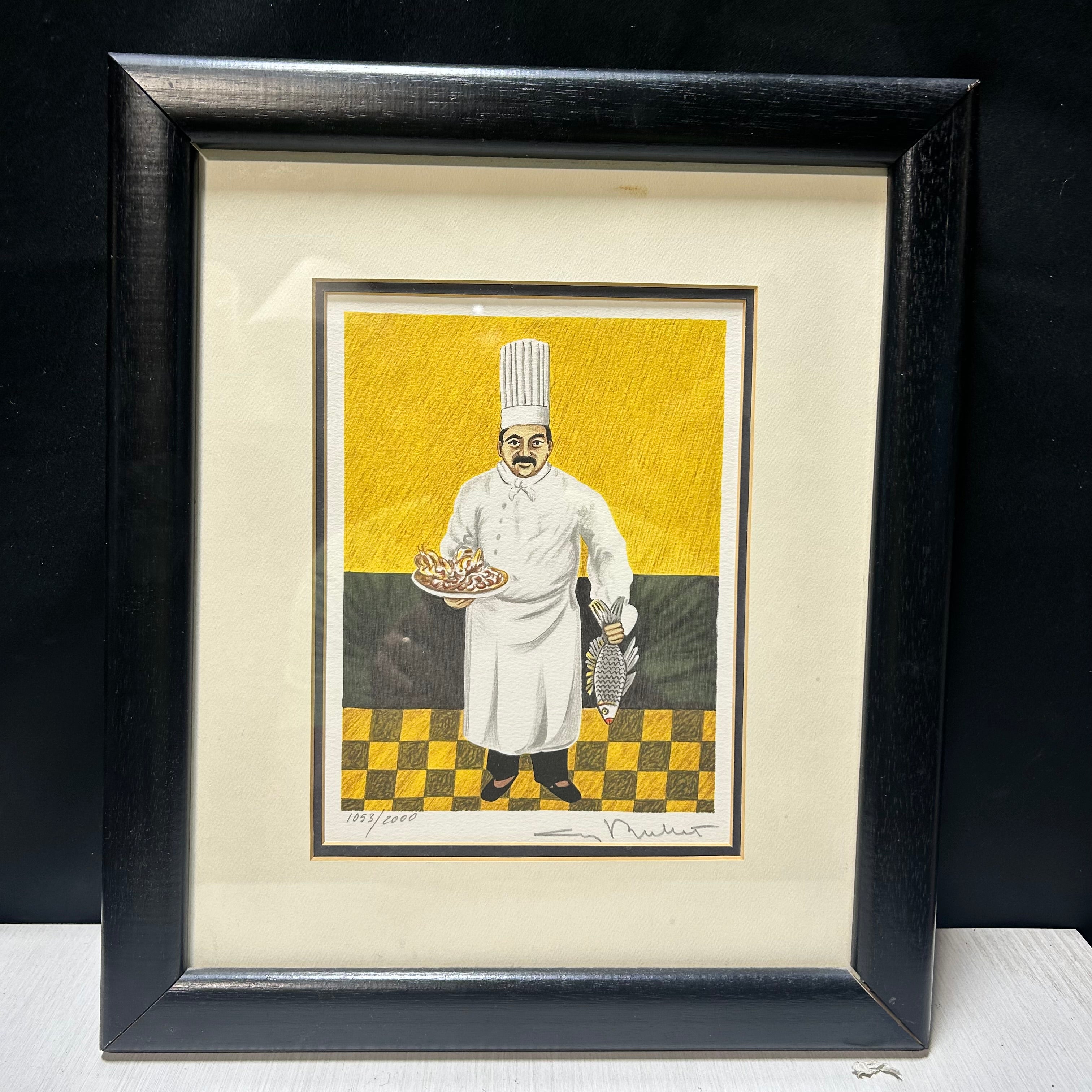 Guy Buffet Hand Signed & Numbered Lithograph Chef XLVII1053/2000 12.5"x 14.5"