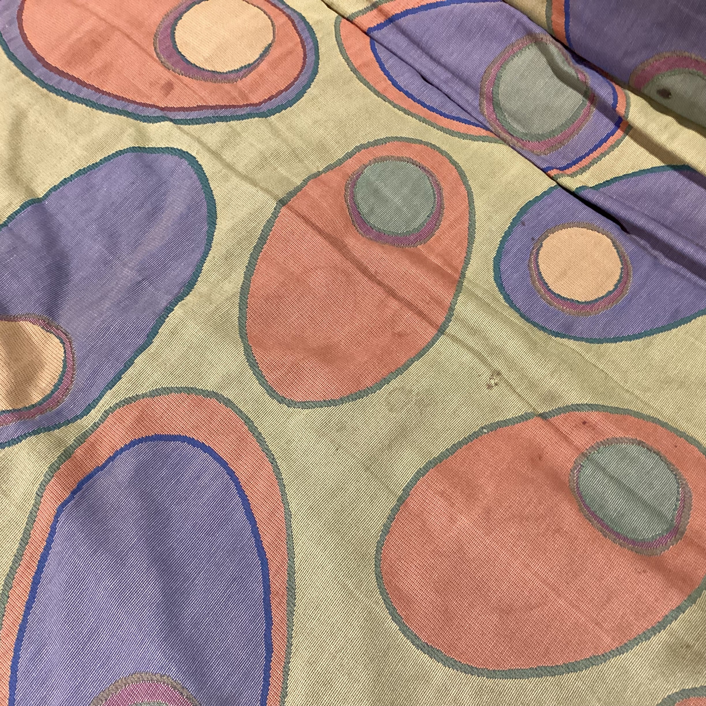 Gold Orange & Purple Circle Design Cushion & Black Metal Futon Sofa 79"x 44" to 56"x 38"